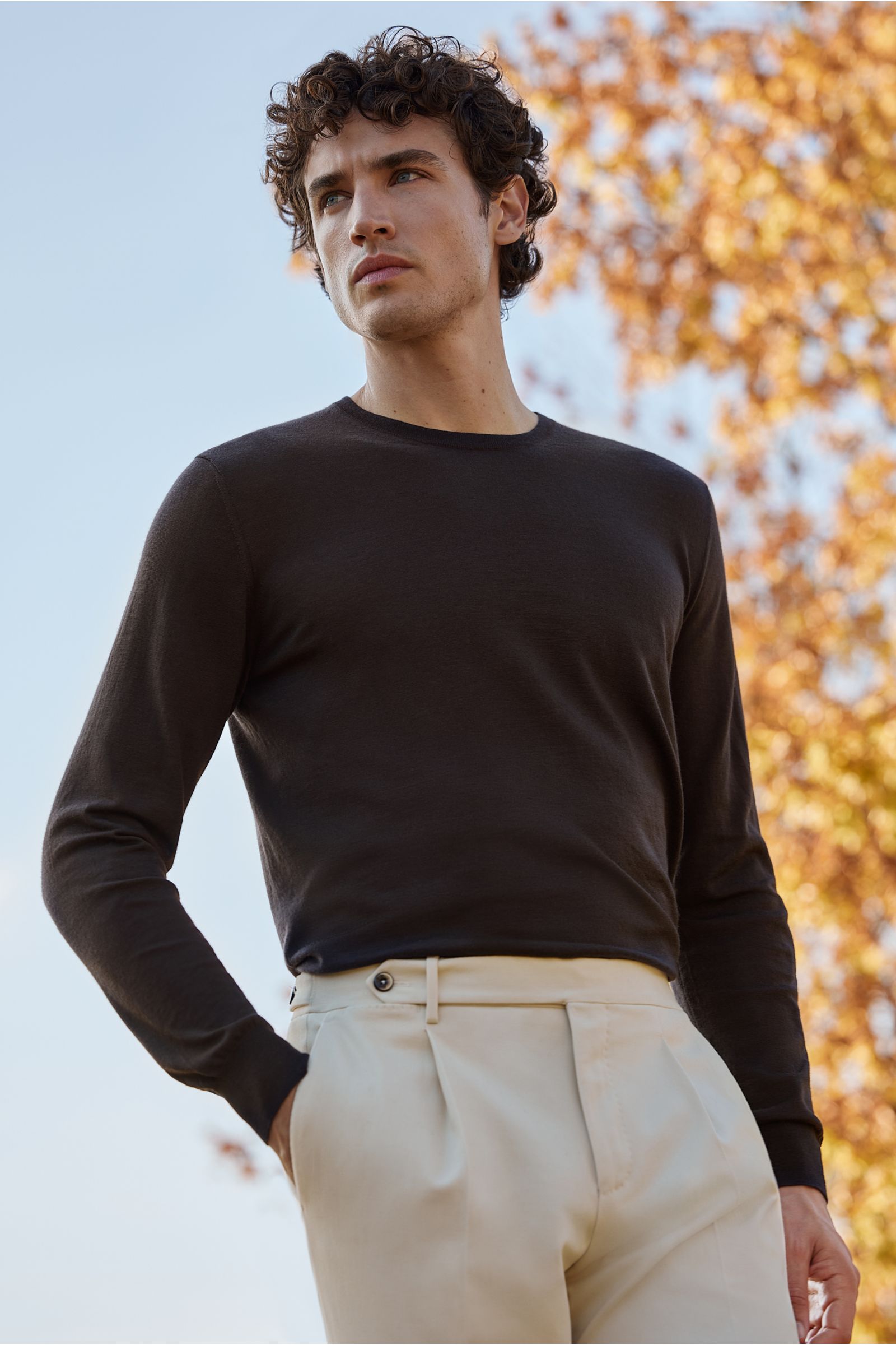 von Braun Fine knit crew neck jumper dark brown