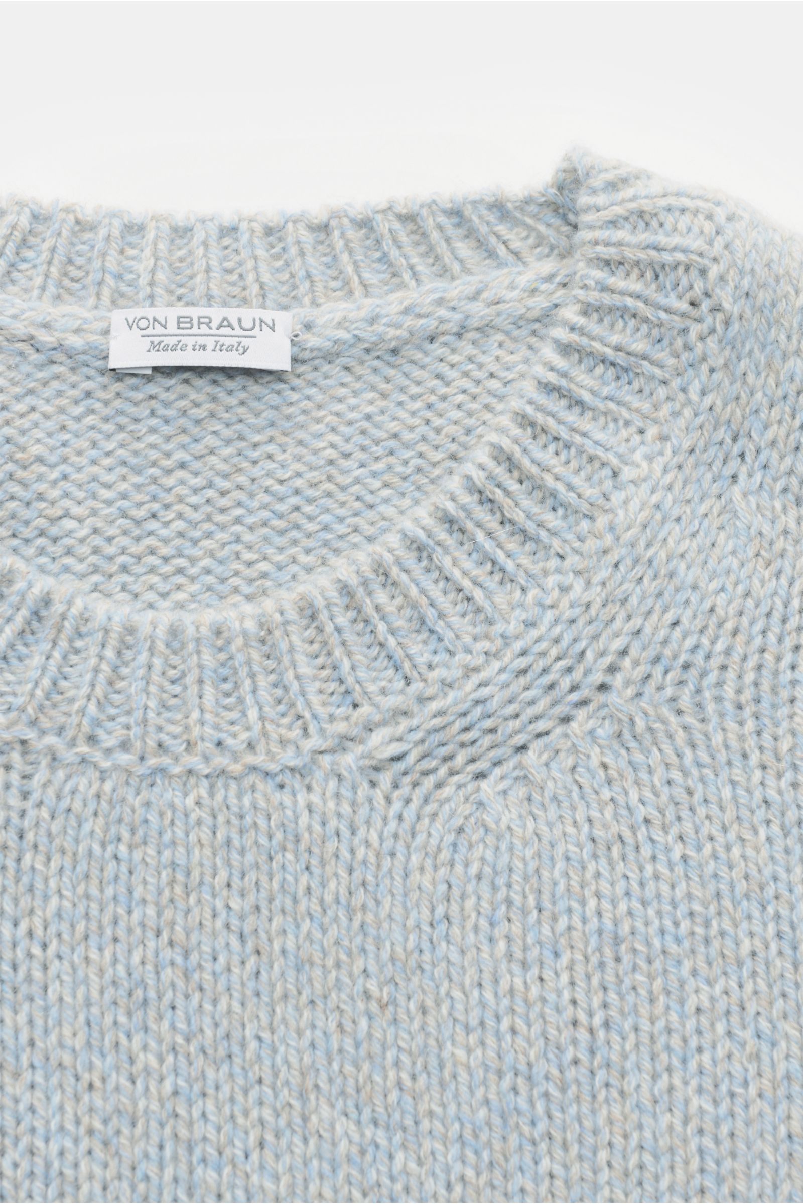 von Braun Cashmere Rundhalspullover hellblau/beige