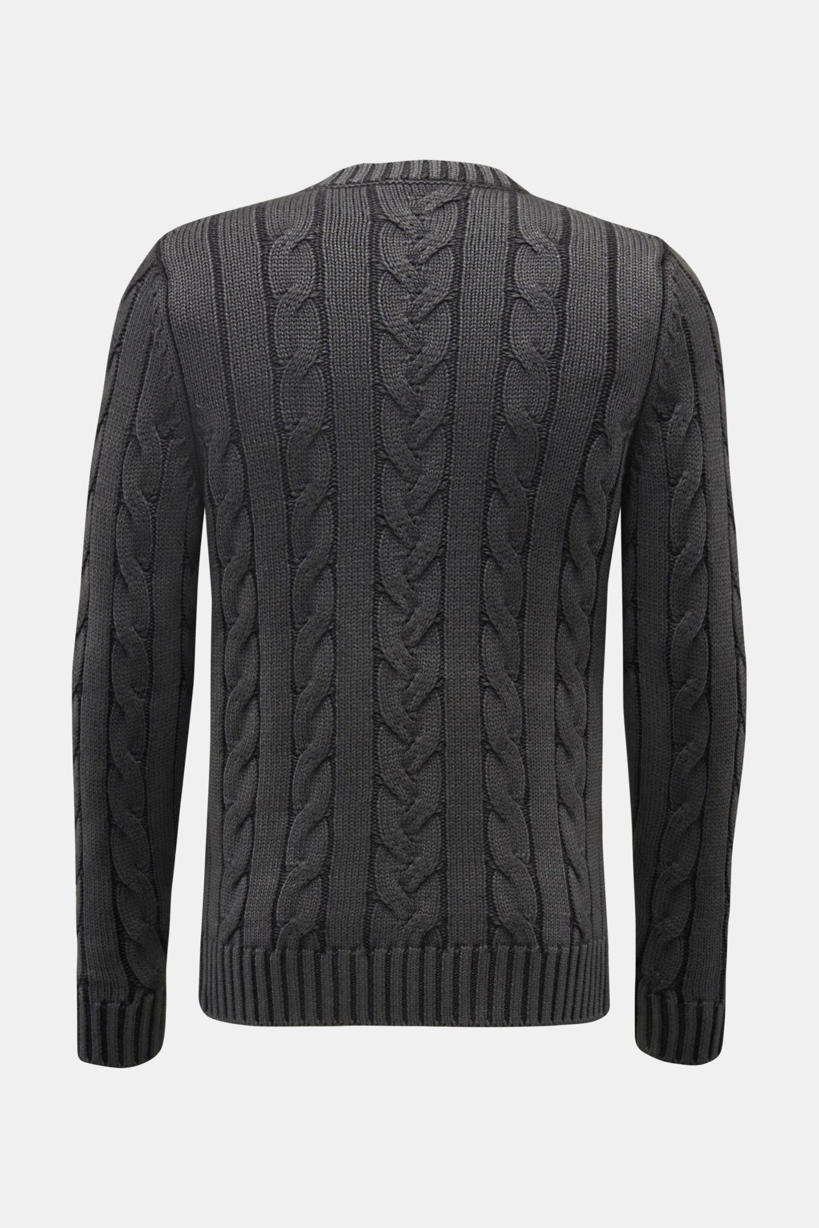 04651/ A trip in a bag Merino Rundhalspullover 'Foggy Cable' dunkelgrau