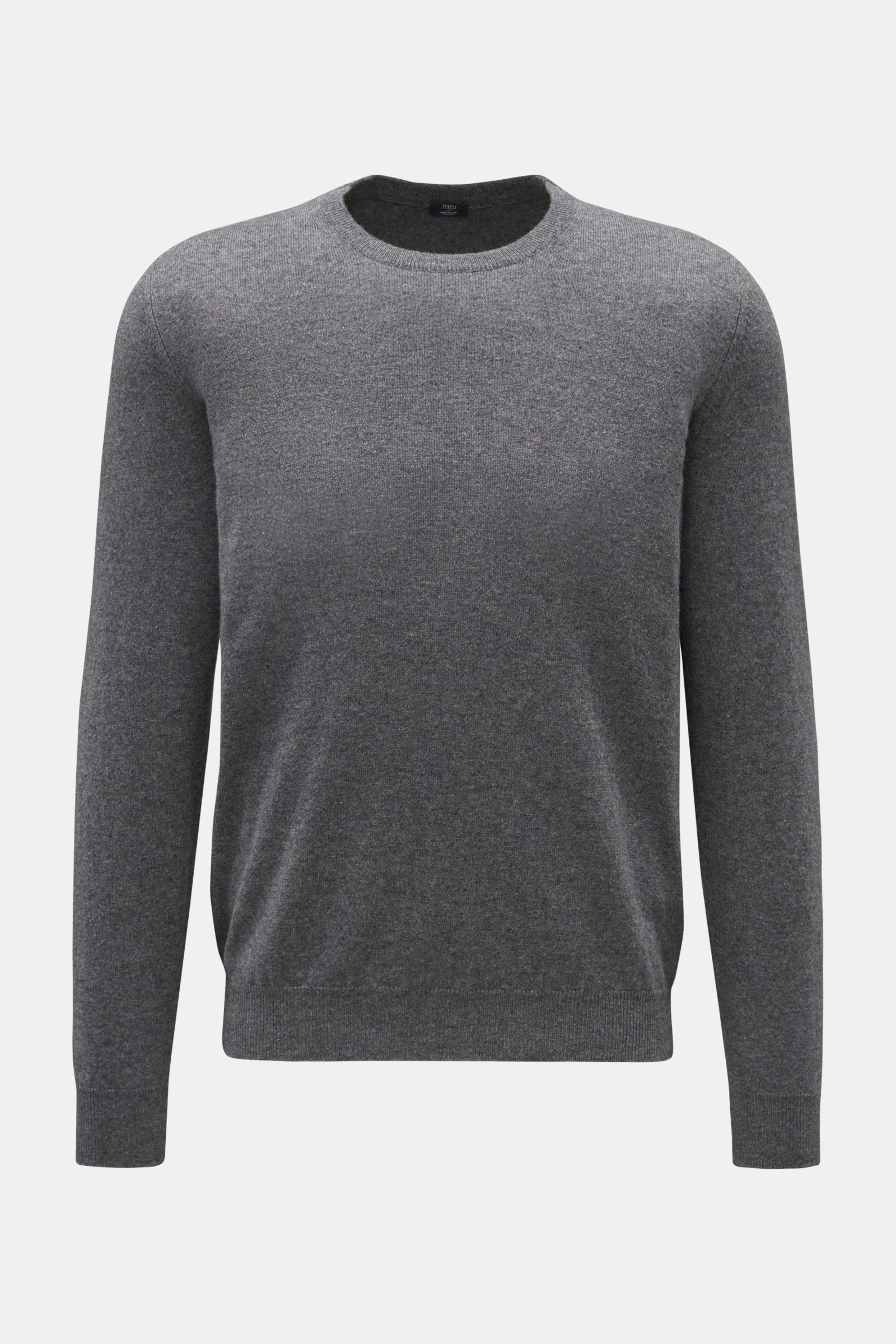 Fedeli Cashmere crew neck jumper dark grey mottled