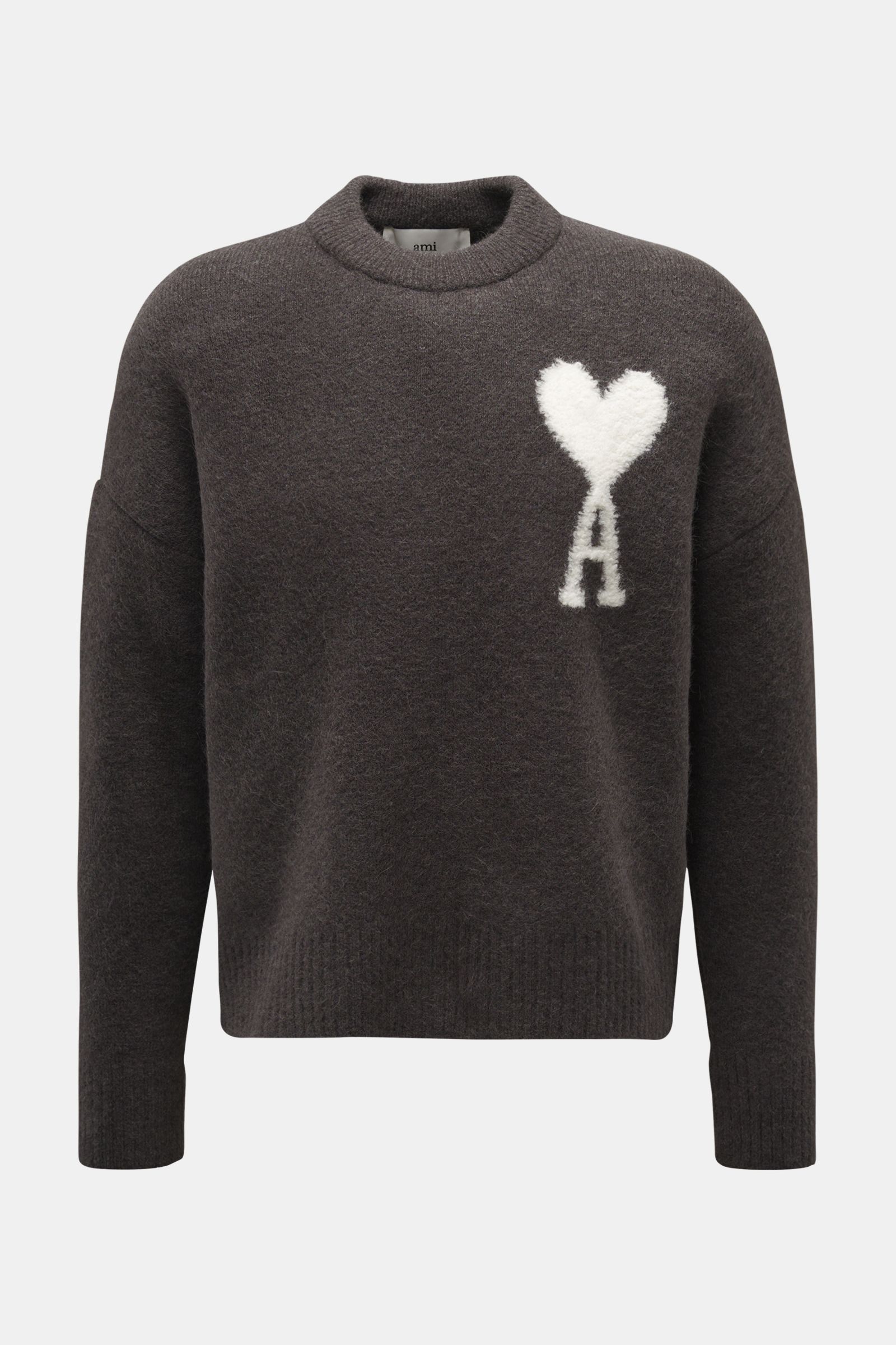 AMI PARIS crew neck jumper 'Ami de Cœur' dark grey | BRAUN