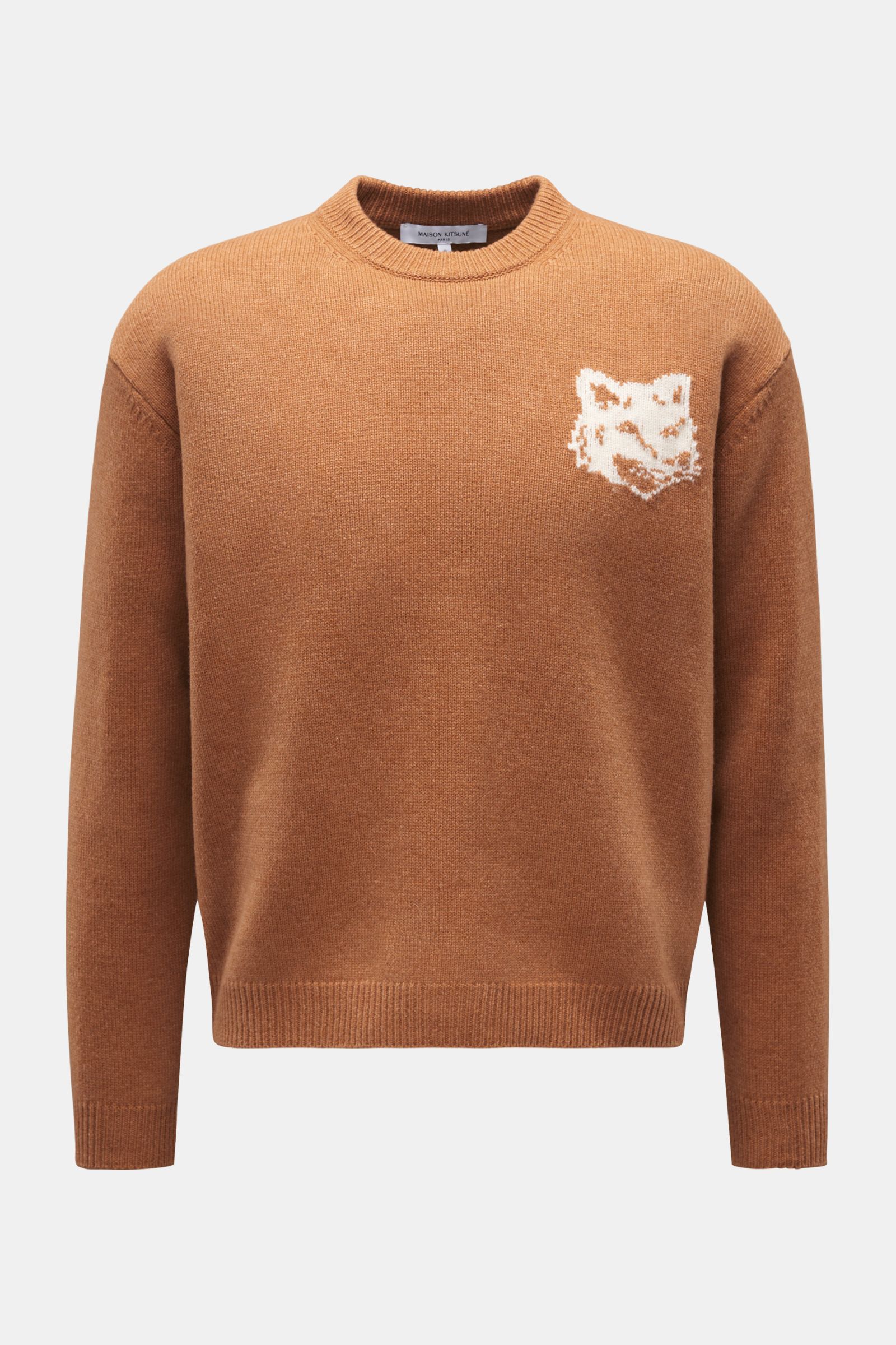 MAISON KITSUNÉ crew neck jumper 'Fox Head' camel | BRAUN Hamburg