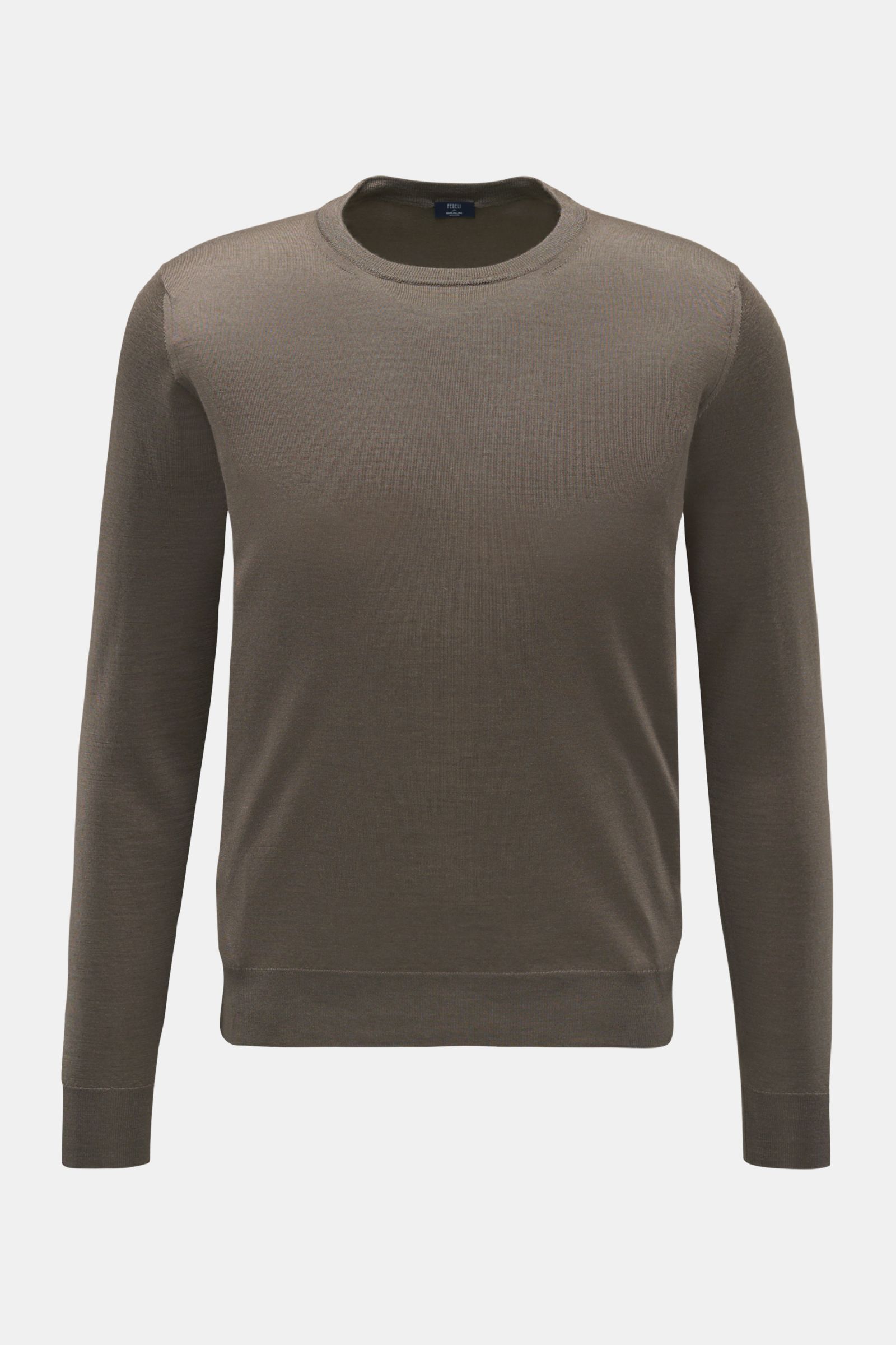 Fedeli Fine knit crew neck jumper grey-brown