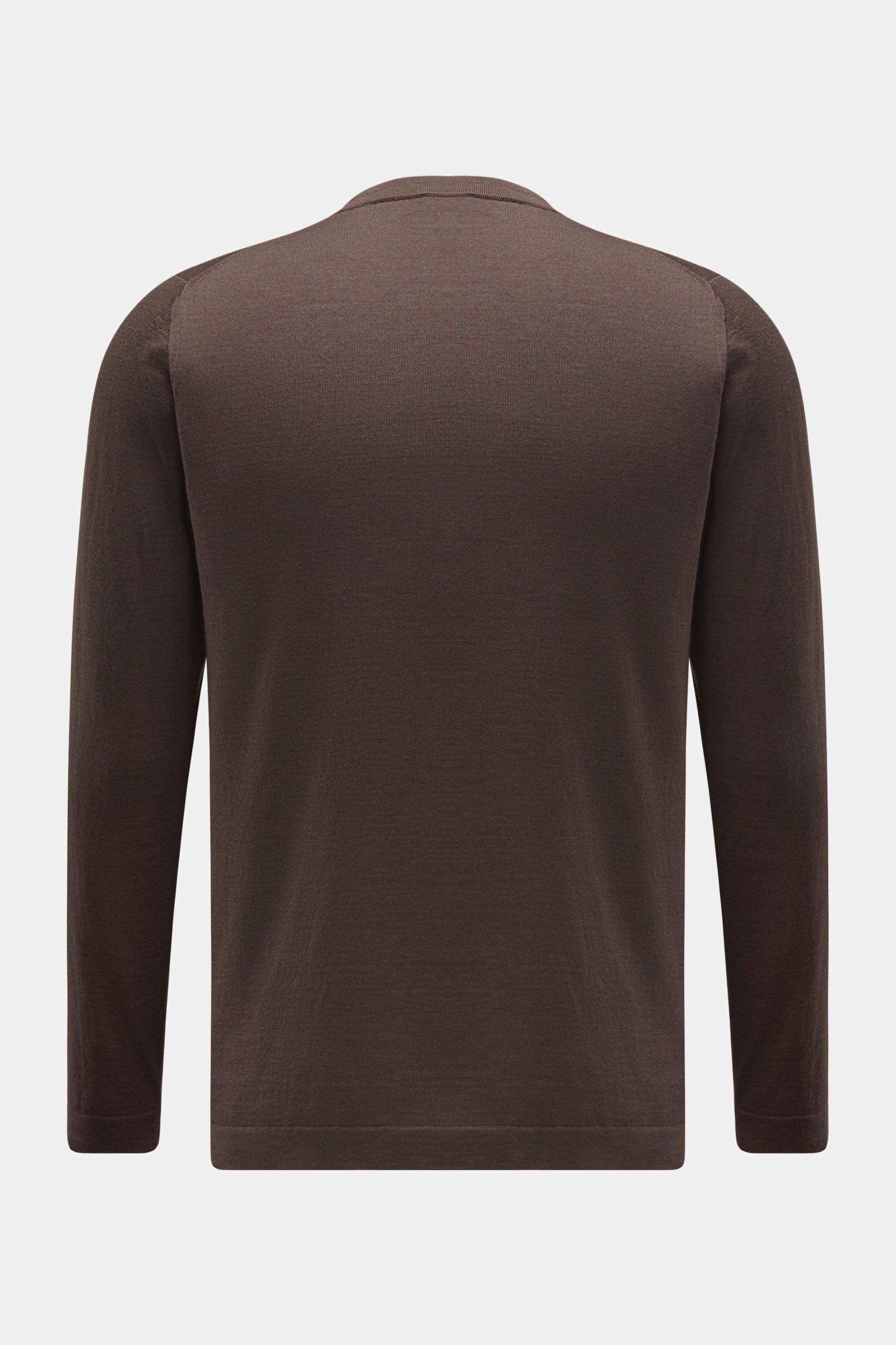 04651/ A trip in a bag Merino Feinstrick-Rundhalspullover graubraun