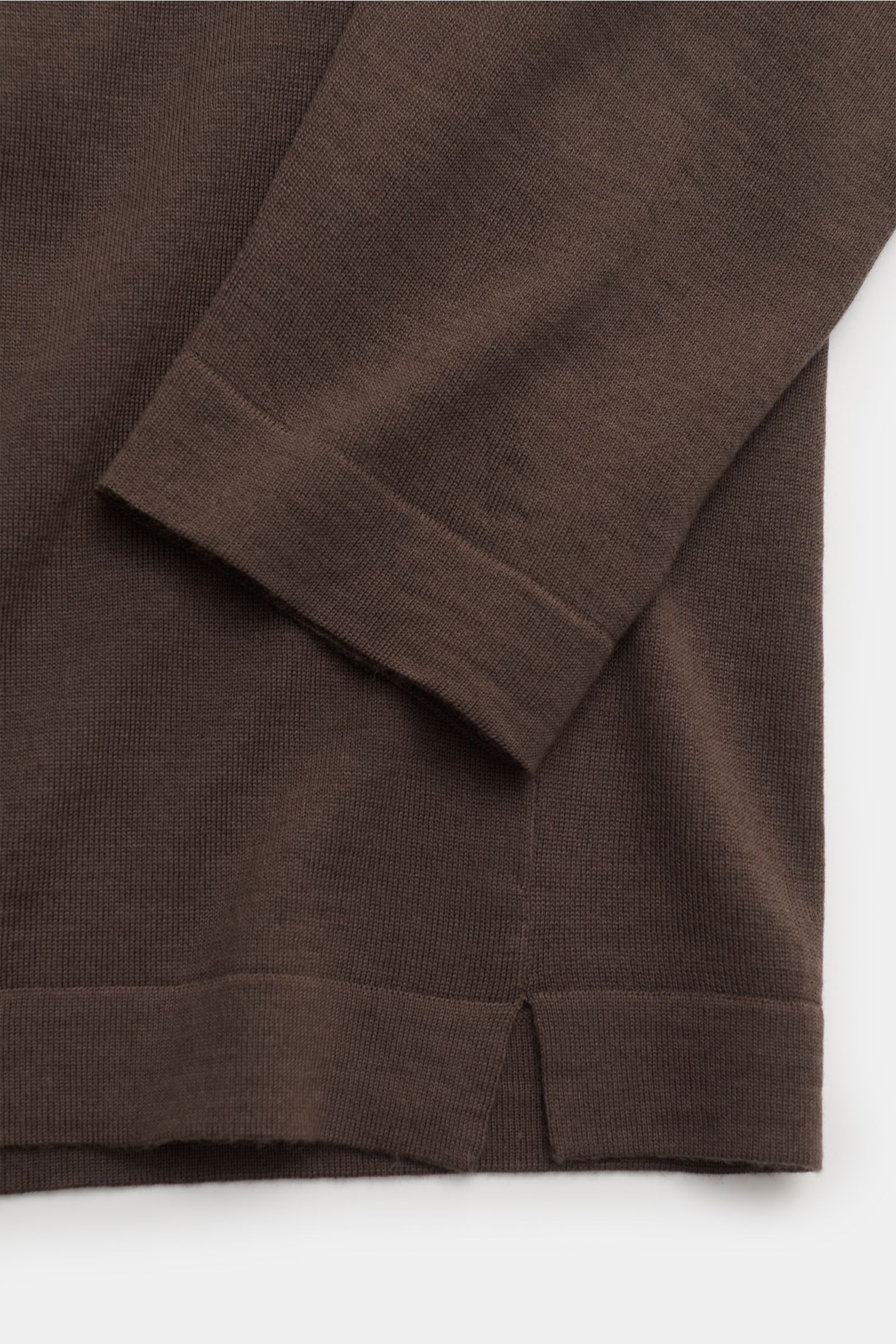 04651/ A trip in a bag Merino Feinstrick-Rundhalspullover graubraun