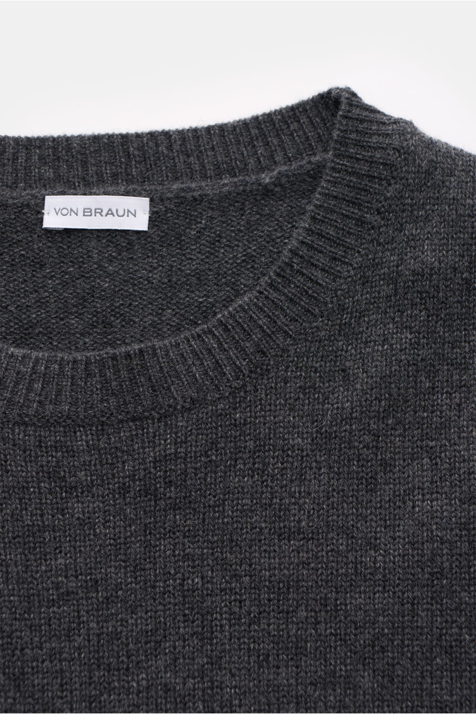 von Braun Cashmere Rundhalspullover dunkelgrau meliert