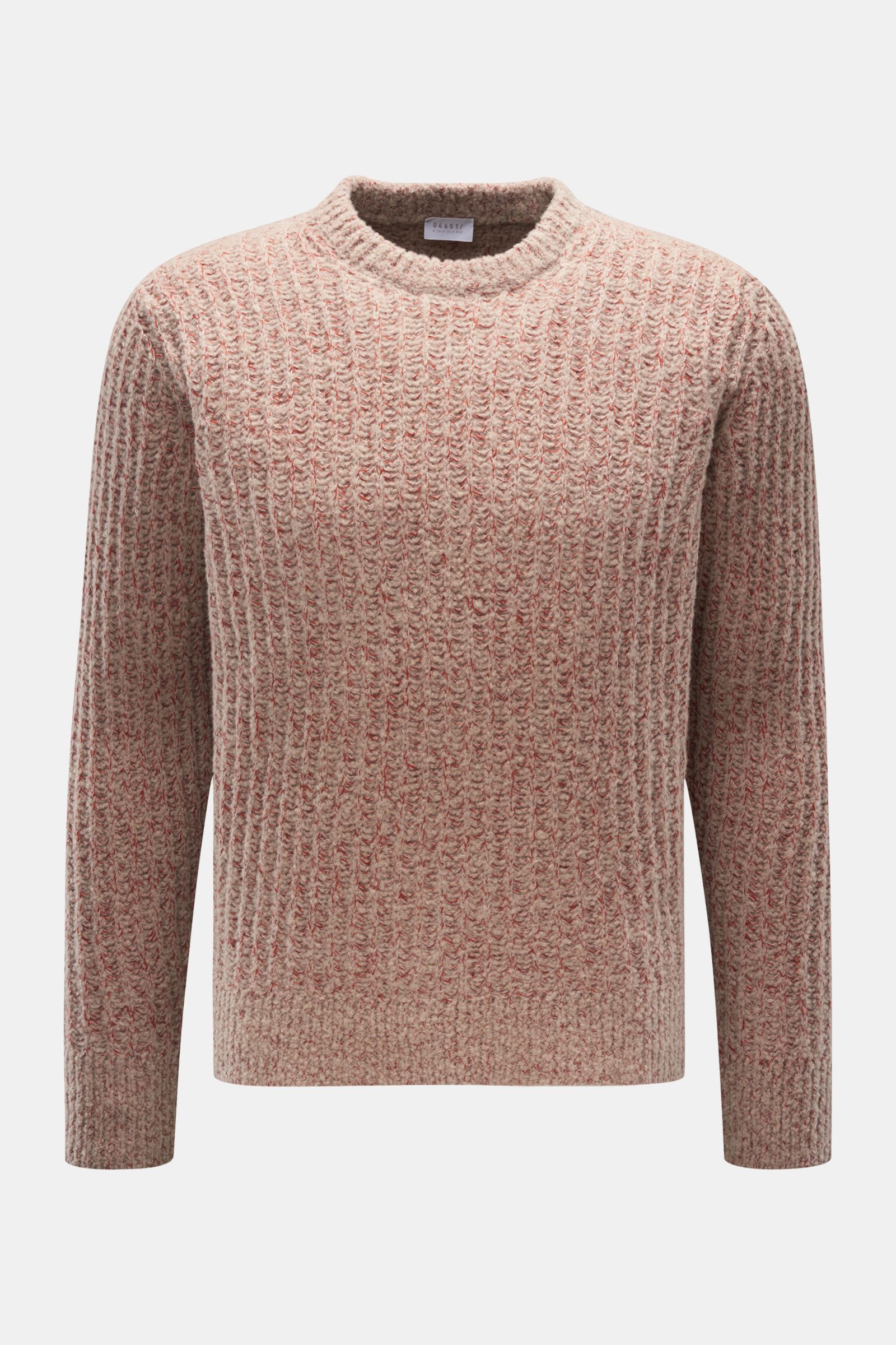 04651/ A trip in a bag Rundhalspullover 'Chunky Rib' beige/rostbraun
