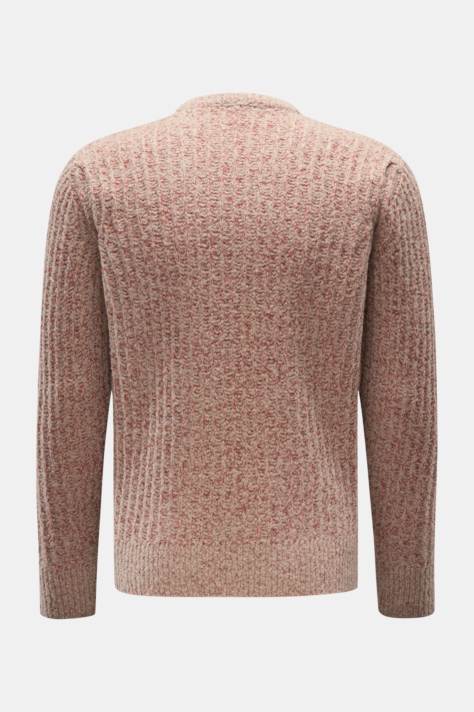 04651/ A trip in a bag Rundhalspullover 'Chunky Rib' beige/rostbraun
