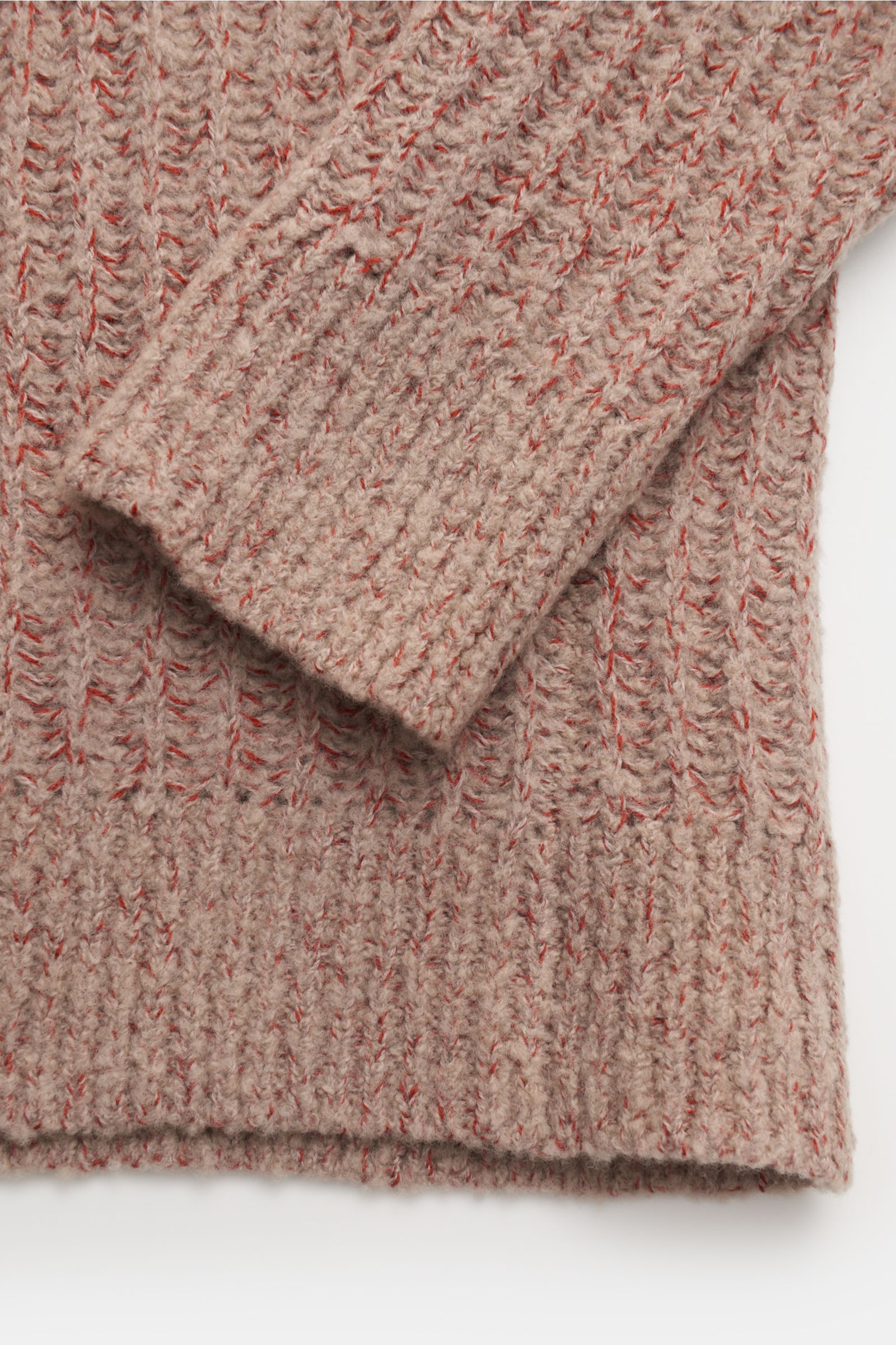 04651/ A trip in a bag Rundhalspullover 'Chunky Rib' beige/rostbraun