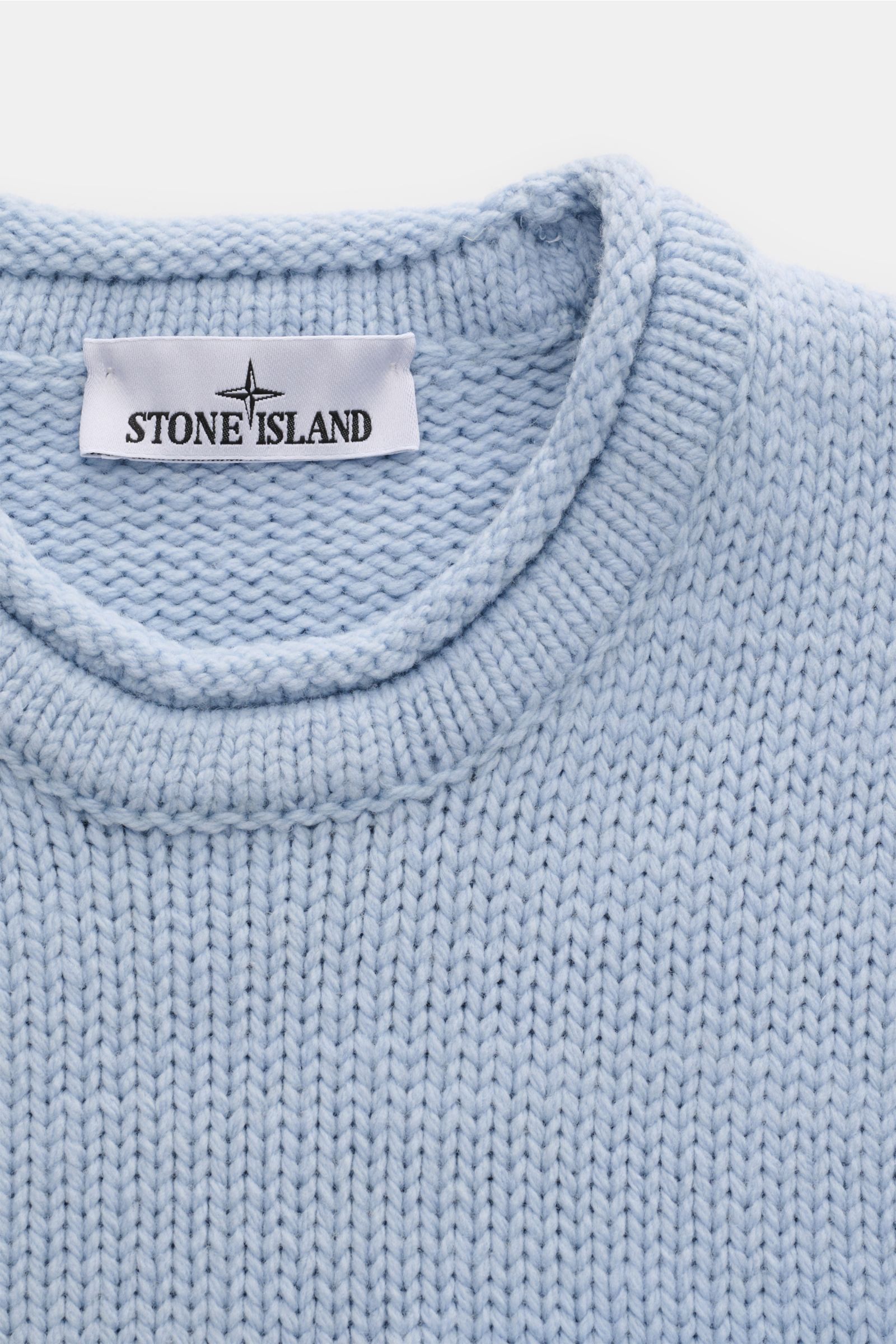 Stone Island Rundhalspullover 'Marina' hellblau/navy gestreift