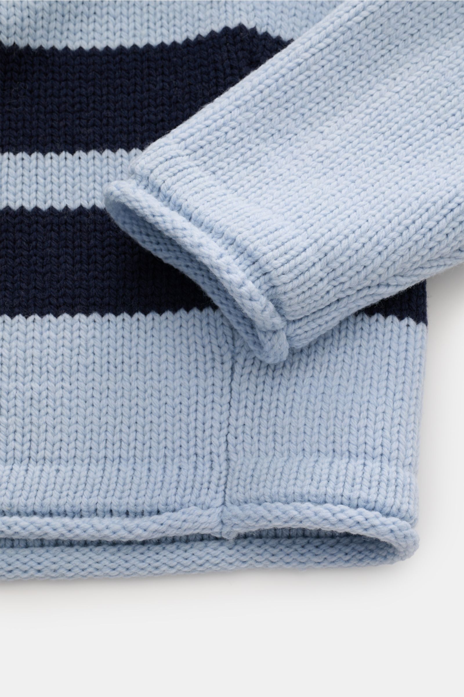 Stone Island Rundhalspullover 'Marina' hellblau/navy gestreift