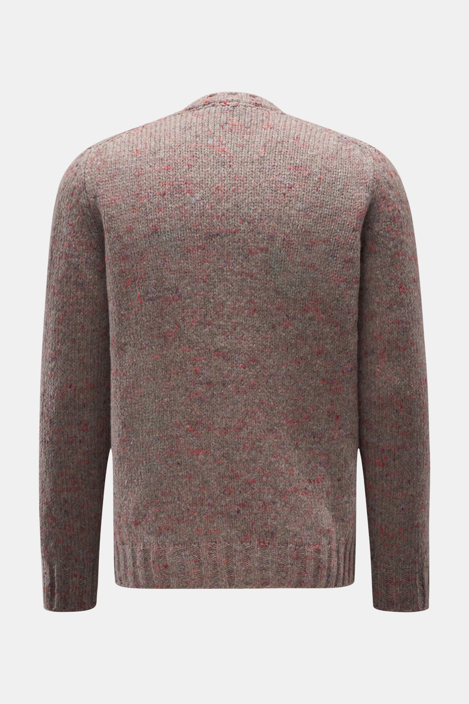 04651/ A trip in a bag Crew neck jumper 'Donegal Crew' taupe/red/light blue mottled 04651/ A trip in a bag Crew neck jumper 'Donegal Crew' taupe/red/light blue mottled