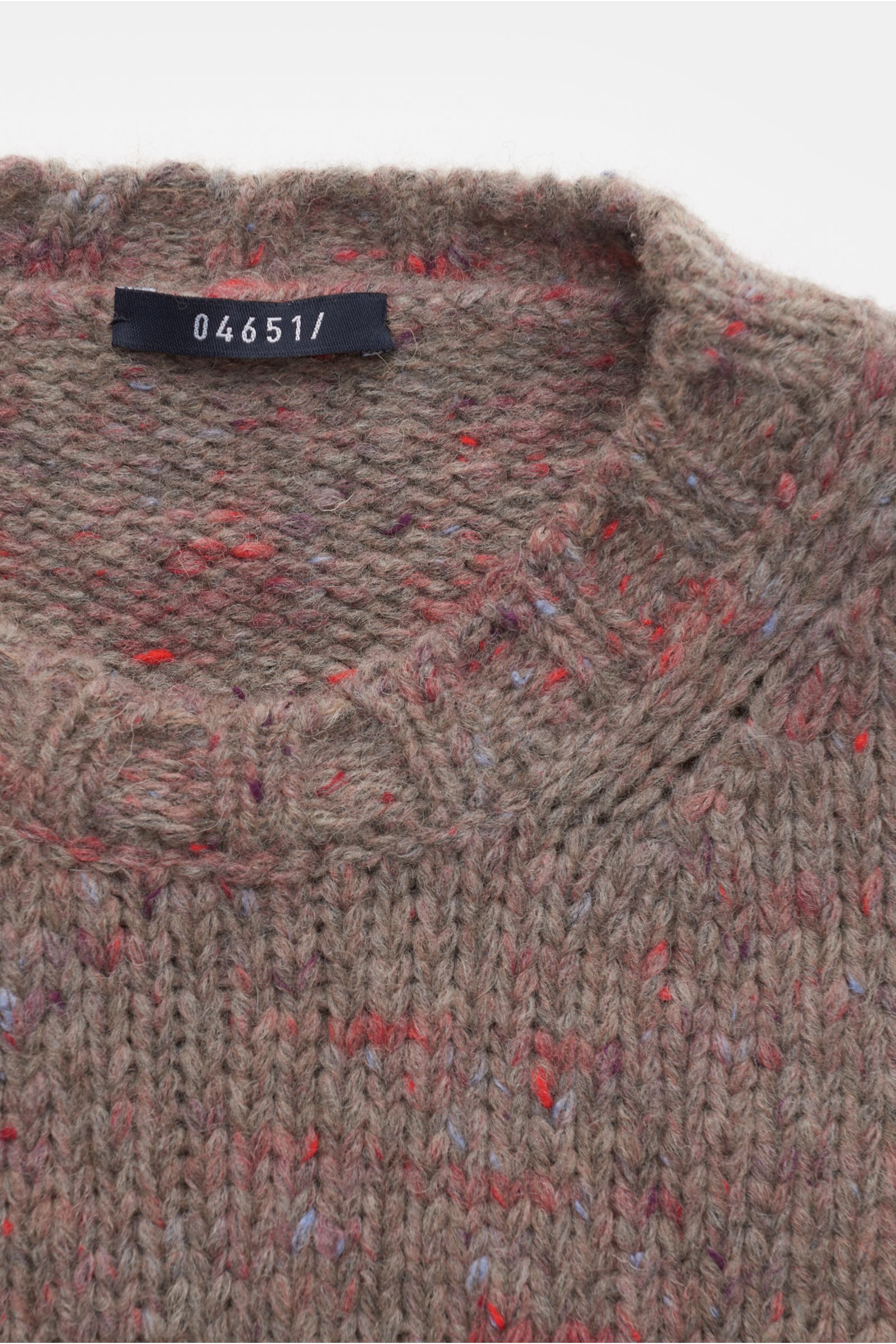 04651/ A trip in a bag Crew neck jumper 'Donegal Crew' taupe/red/light blue mottled 04651/ A trip in a bag Crew neck jumper 'Donegal Crew' taupe/red/light blue mottled
