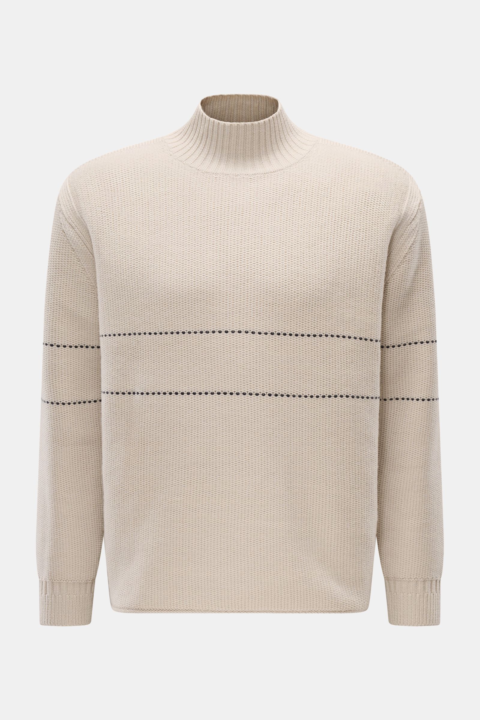 Emporio Armani Mock Neck Pullover sand/schwarz gemustert