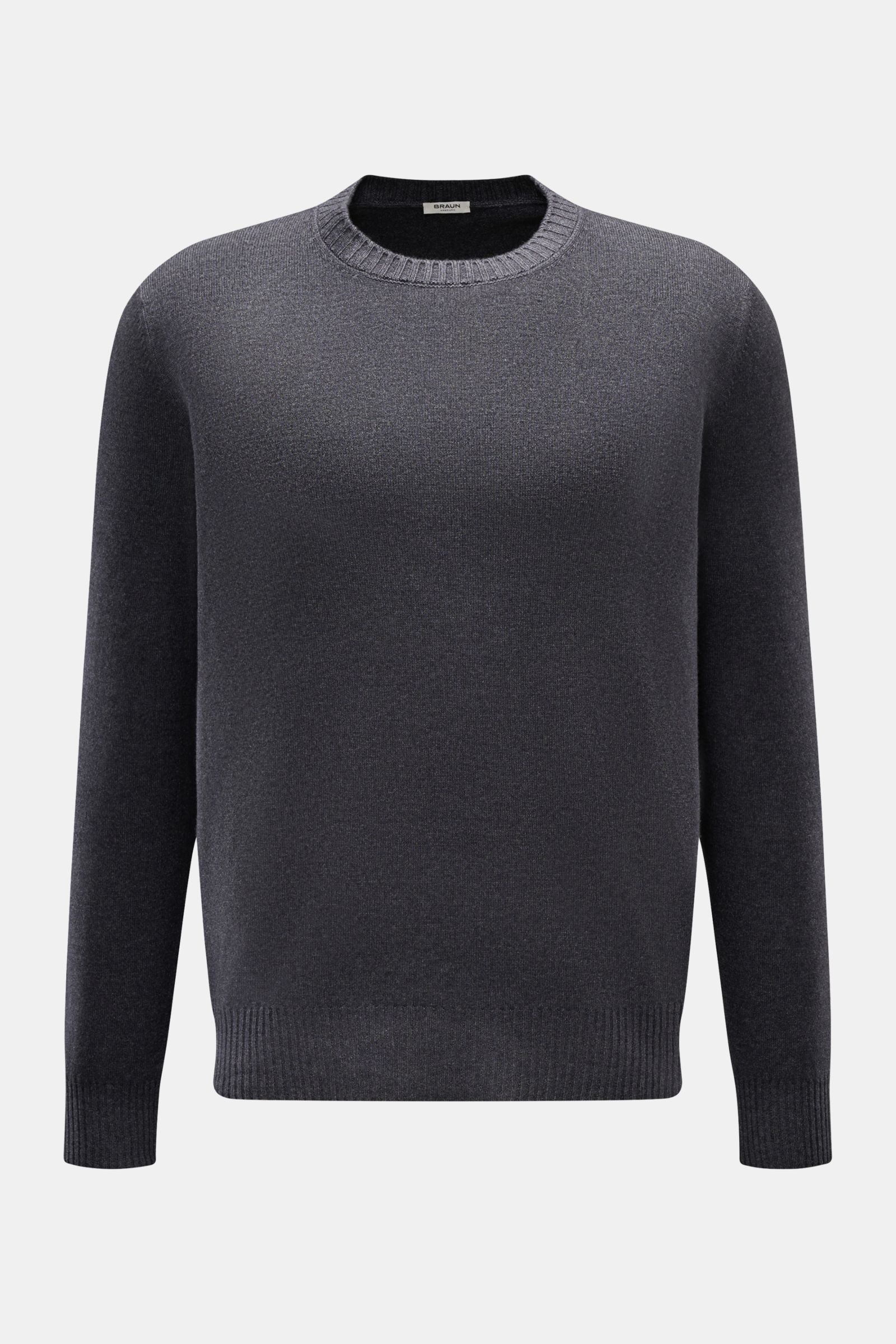 Front view of BRAUN Hamburg Crew neck jumper dark grey melange, a fine knit, regular fit winter all-rounder with soft feel and flexible ribbed bands.

Winter all-rounder: With its warm, comfortable material, this crew neck jumper from BRAUN Hamburg is 