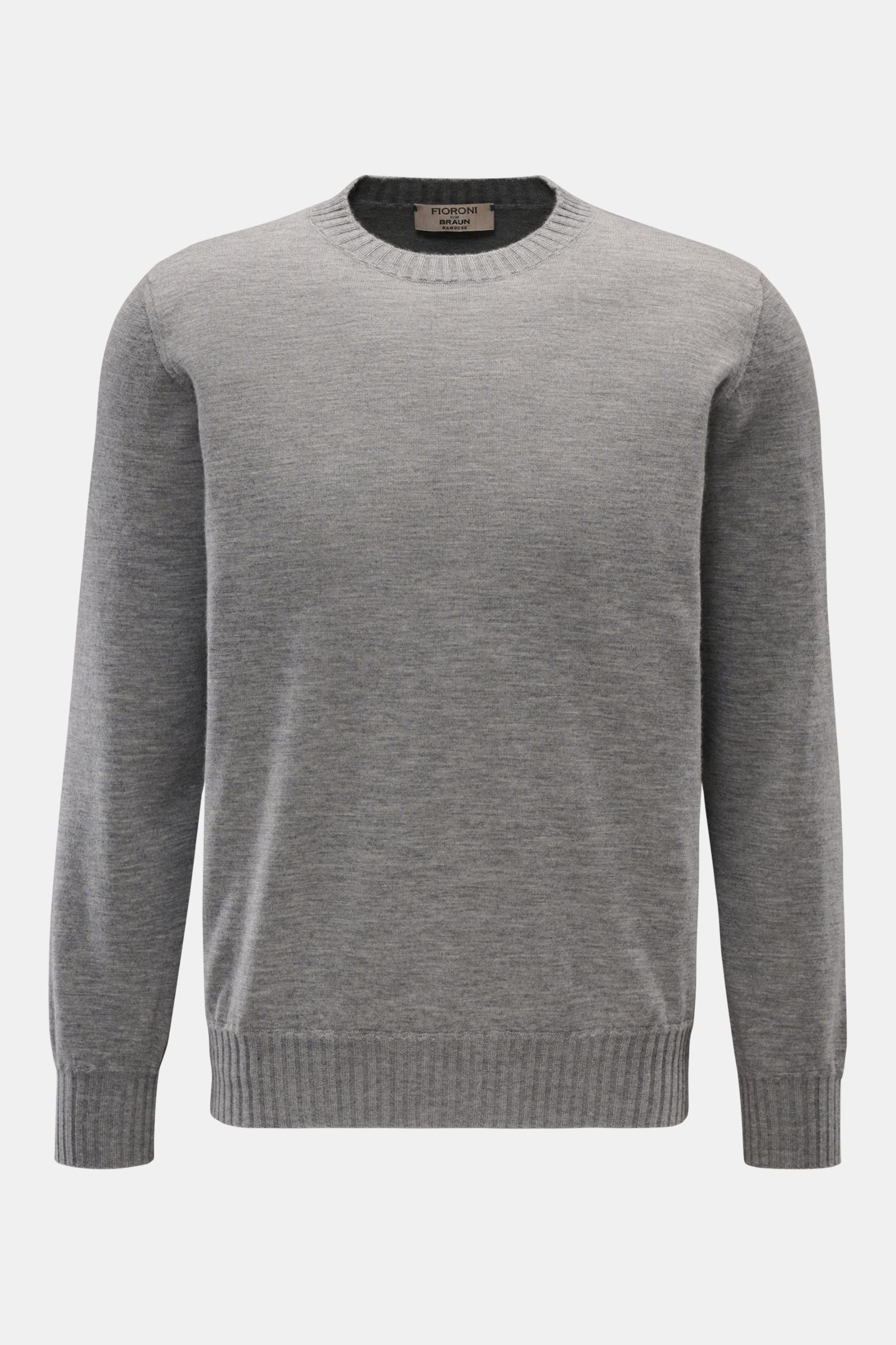 Fioroni Cashmere Rundhalspullover grau meliert