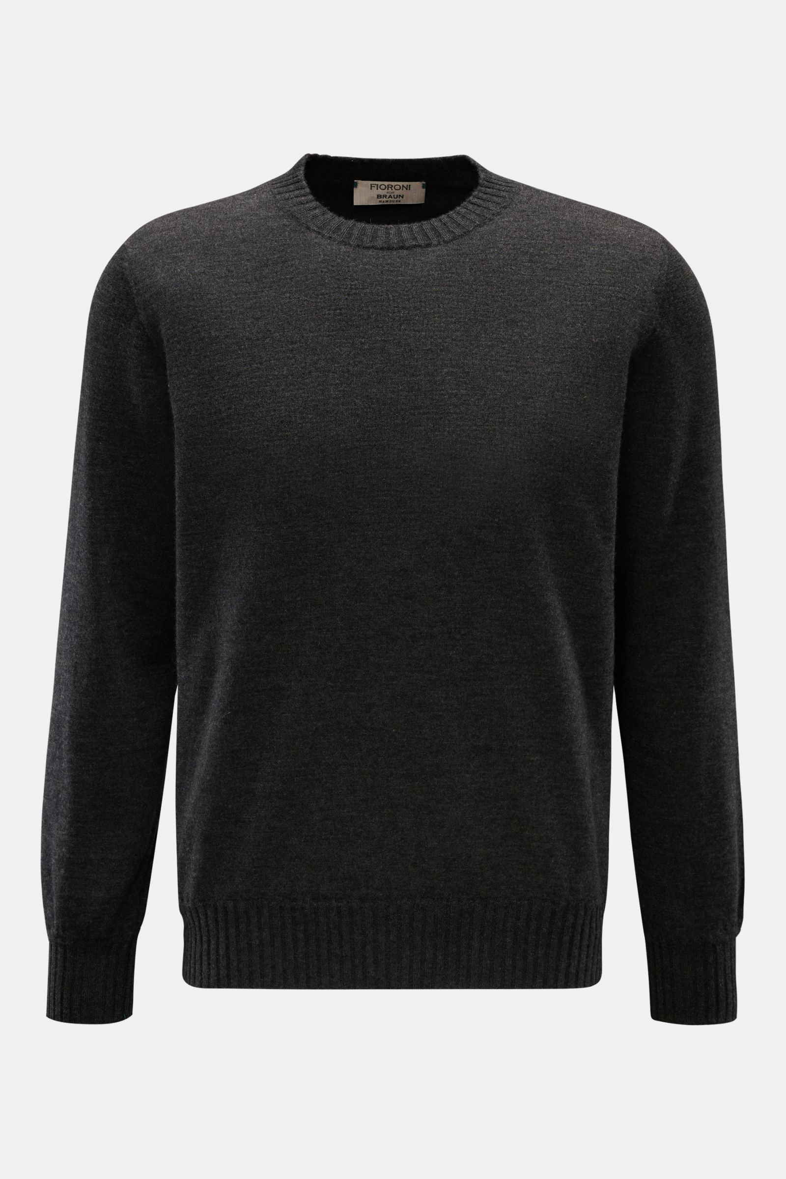 Fioroni Cashmere Rundhalspullover anthrazit meliert