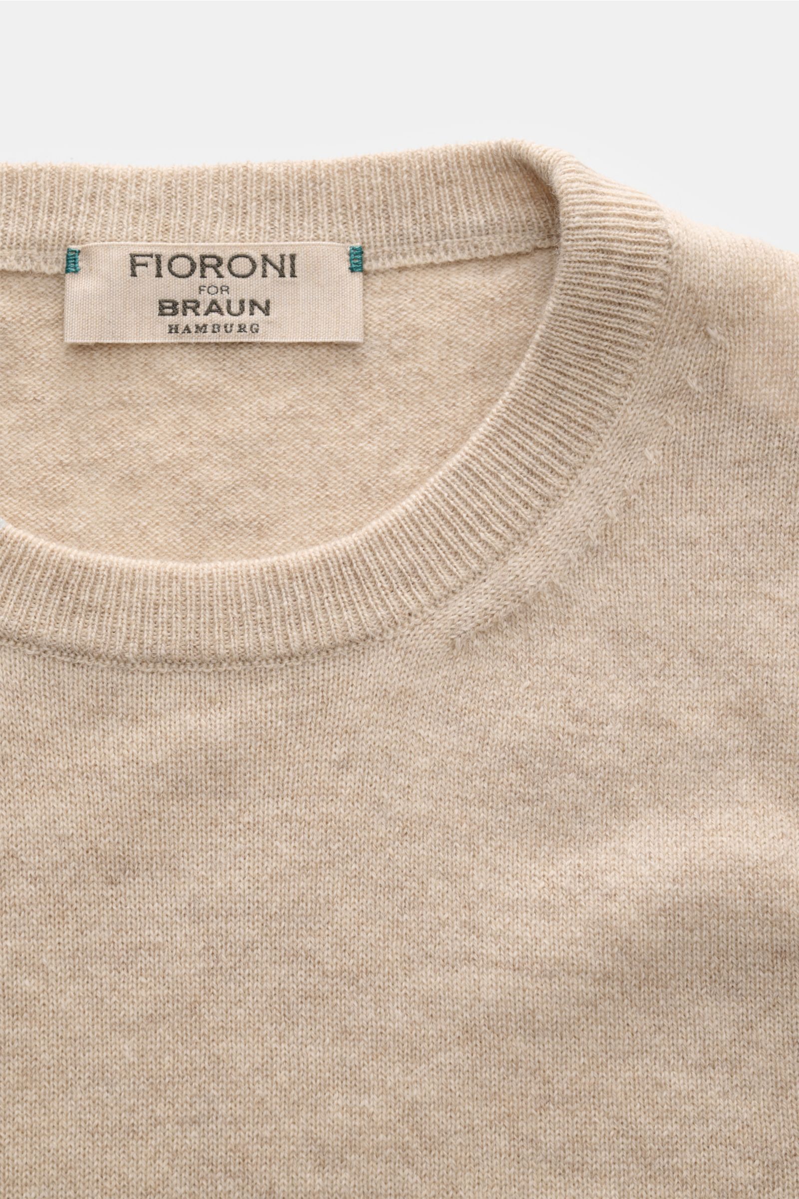 Fioroni Cashmere Rundhalspullover beige meliert