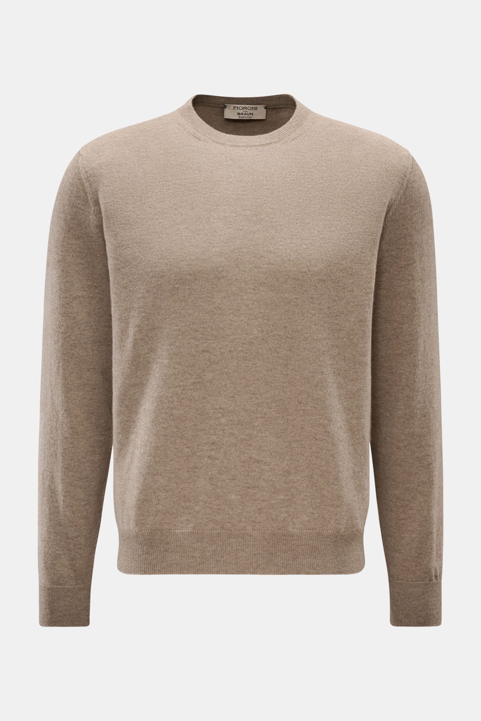 Fioroni Cashmere Rundhalspullover taupe meliert