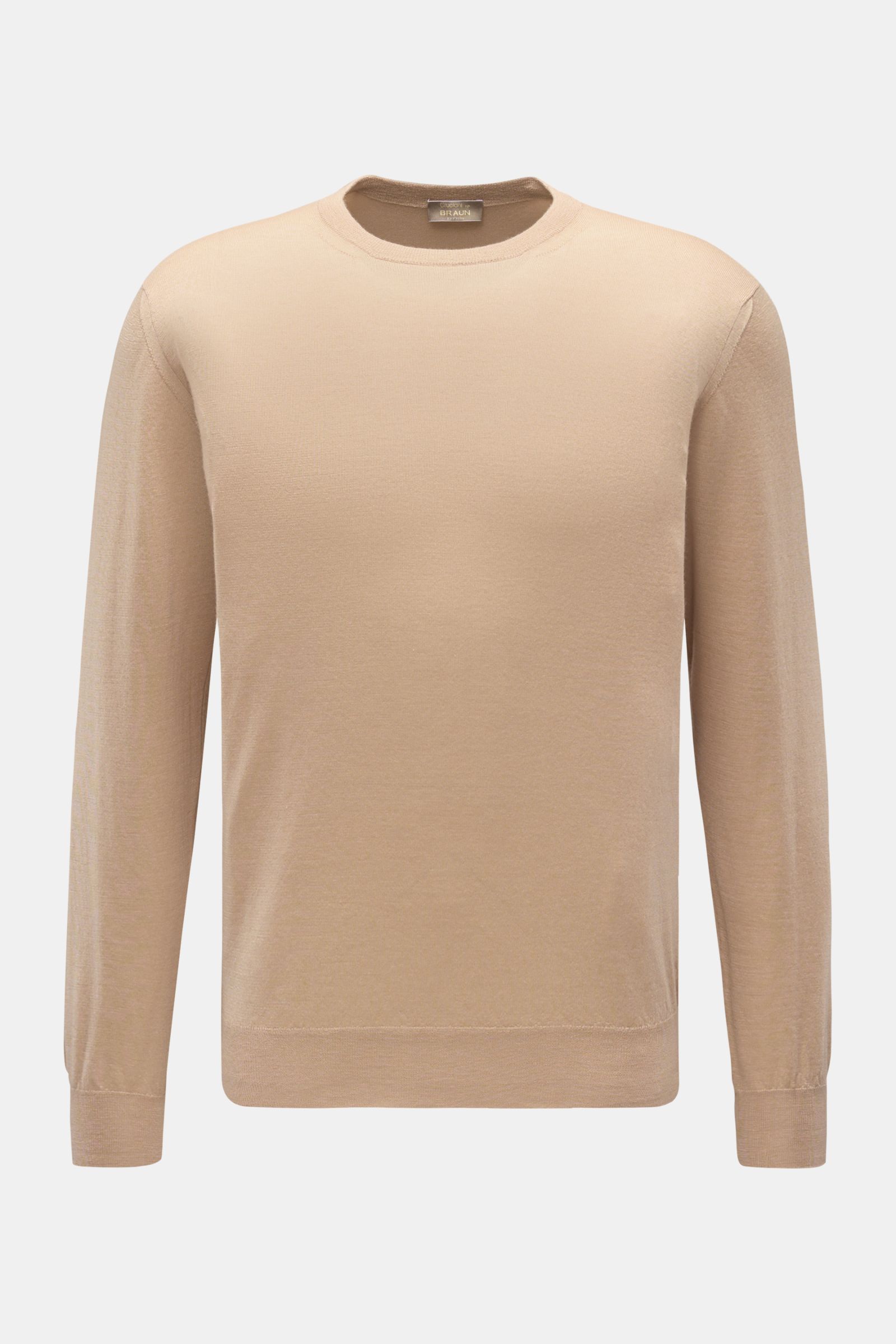 Cruciani Feinstrick-Rundhalspullover hellbraun