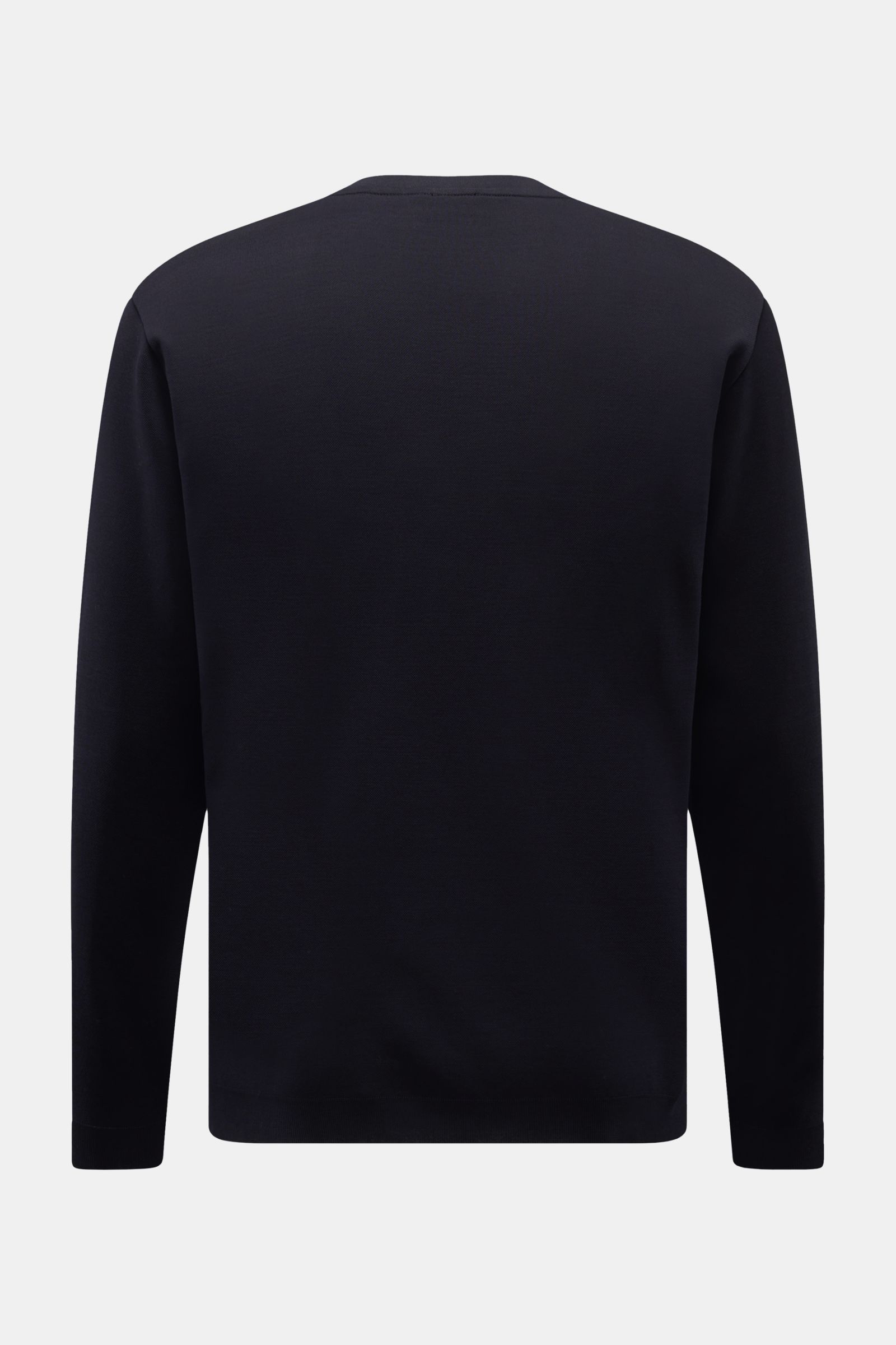 Back view of 04651/ A trip in a bag Rundhals-Longsleeve 'If Tee' navy, a navy oversized long-sleeve jersey with round neckline and soft cotton fabric. 

Das unkomplizierte 'IF Tee' Longsleeve von 04651/ A TRIP IN A BAG ist als Basic aus der neuen Saiso