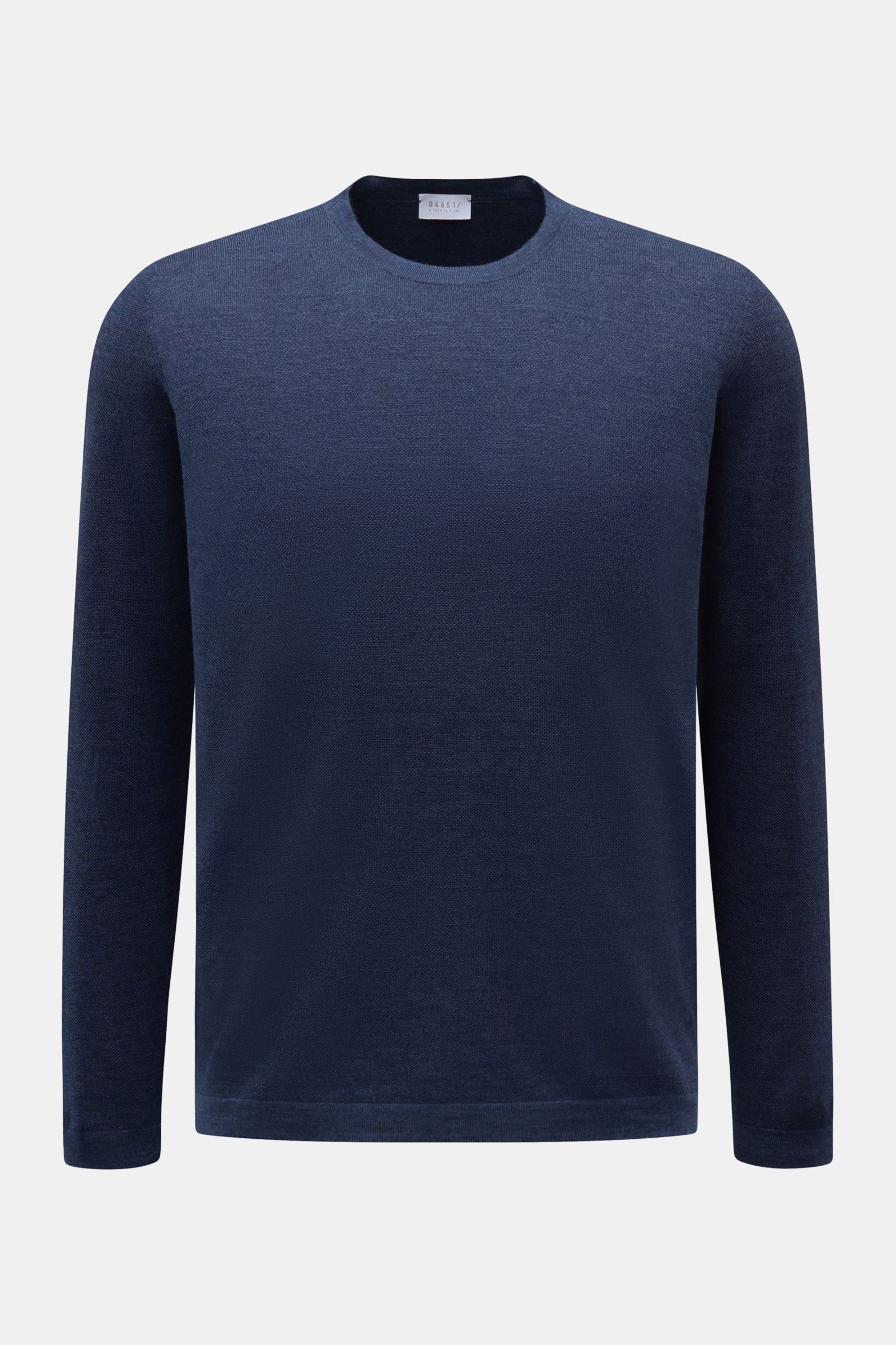 04651/ A trip in a bag Feinstrick-Rundhalspullover dunkelblau meliert