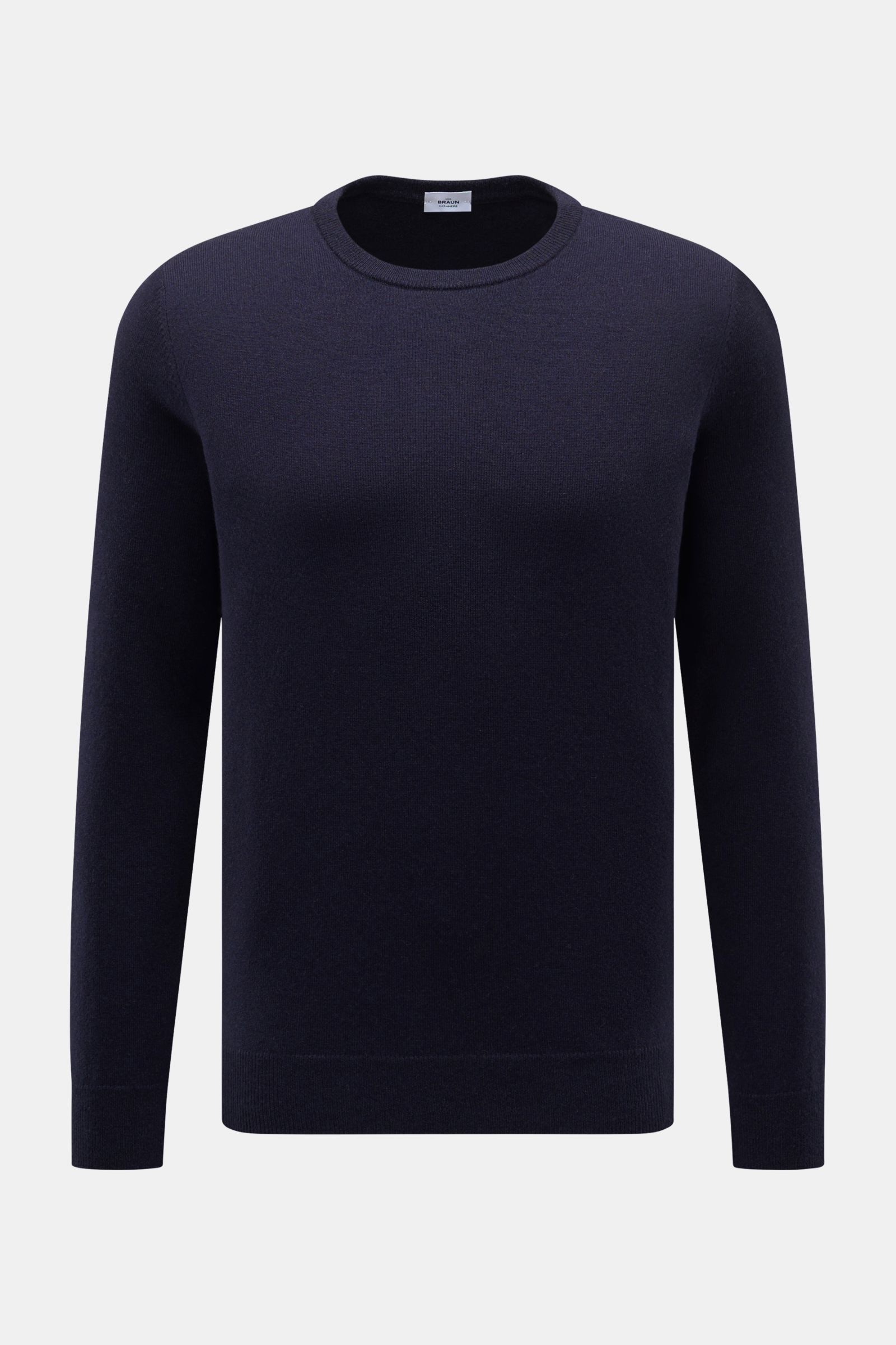 von Braun Cashmere Rundhalspullover navy, Slim Fit, feines Strickbild, weicher Griff, reiner Cashmere, Rundhalsausschnitt, flexible Rippbündchen, Frontansicht