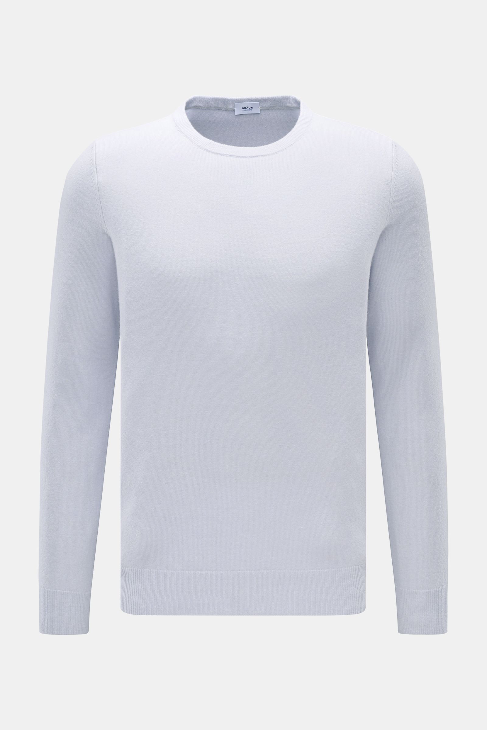 von Braun Cashmere Rundhalspullover hellblau, Slim Fit, feines Strickbild, weicher Griff, reiner Cashmere, Rundhalsausschnitt, flexible Rippbündchen, Frontansicht