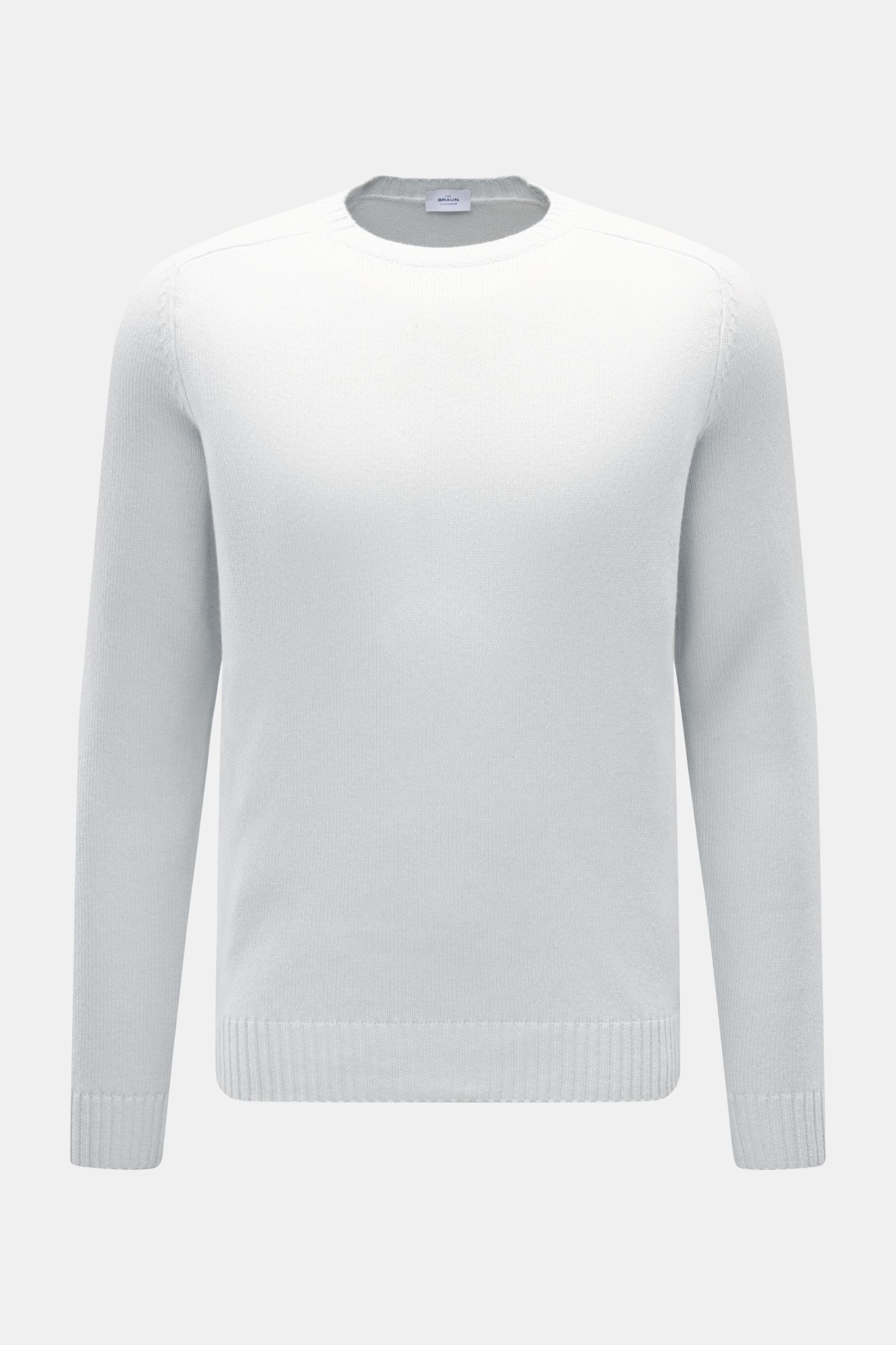 von Braun Cashmere Rundhalspullover hellgrau, slim Fit, mittelfein gestrickt, weicher Griff, Rundhalsausschnitt, elastische Rippbündchen, Frontansicht