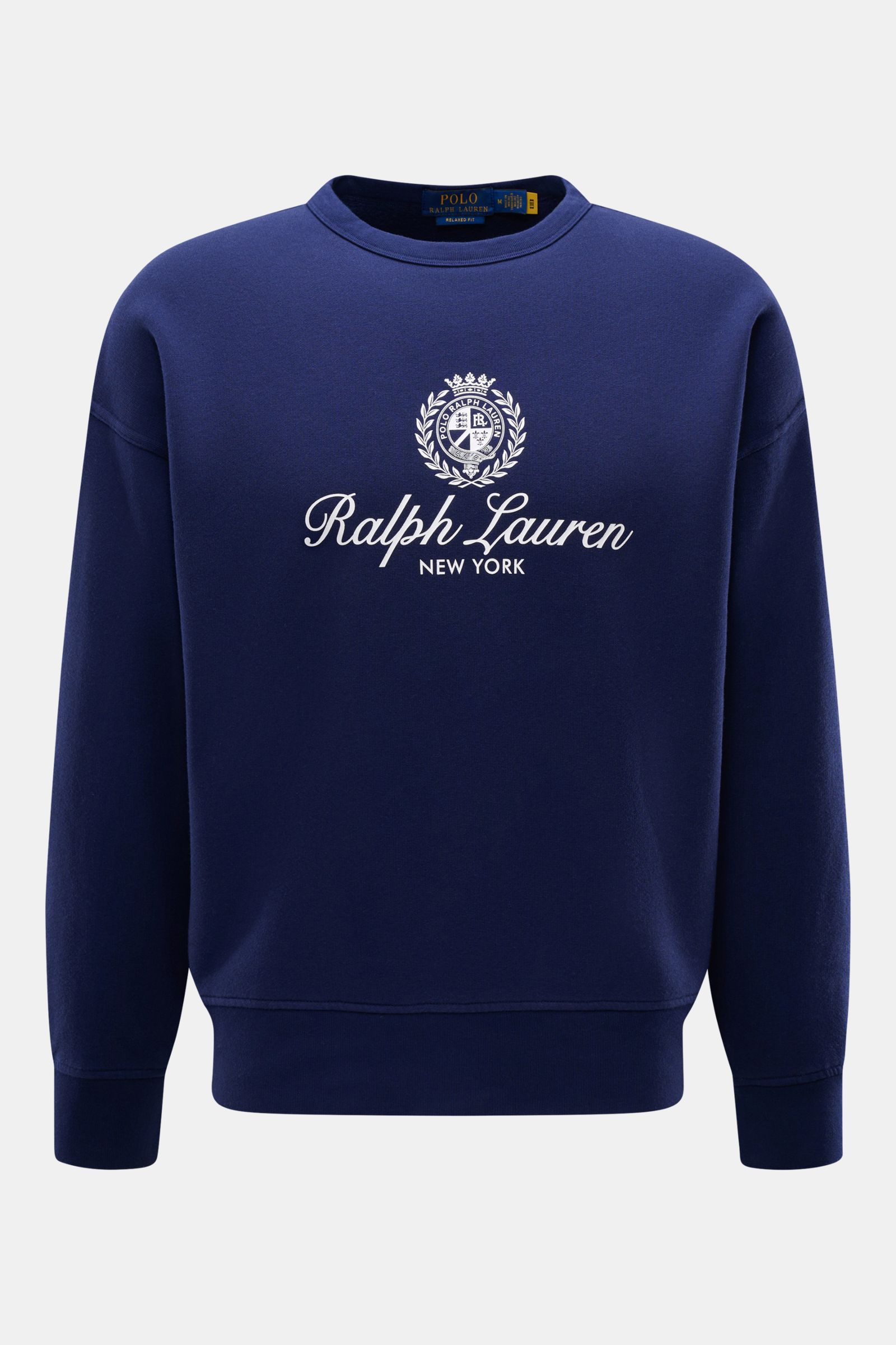 Polo Ralph Lauren Sweatshirt navy, Frontalaufnahme, Rundhalsausschnitt, Oversized Fit, Baumwolle-Microfaser-Mix, weicher Griff, Stitching Brust, Rippbündchen, softe Innenseite.