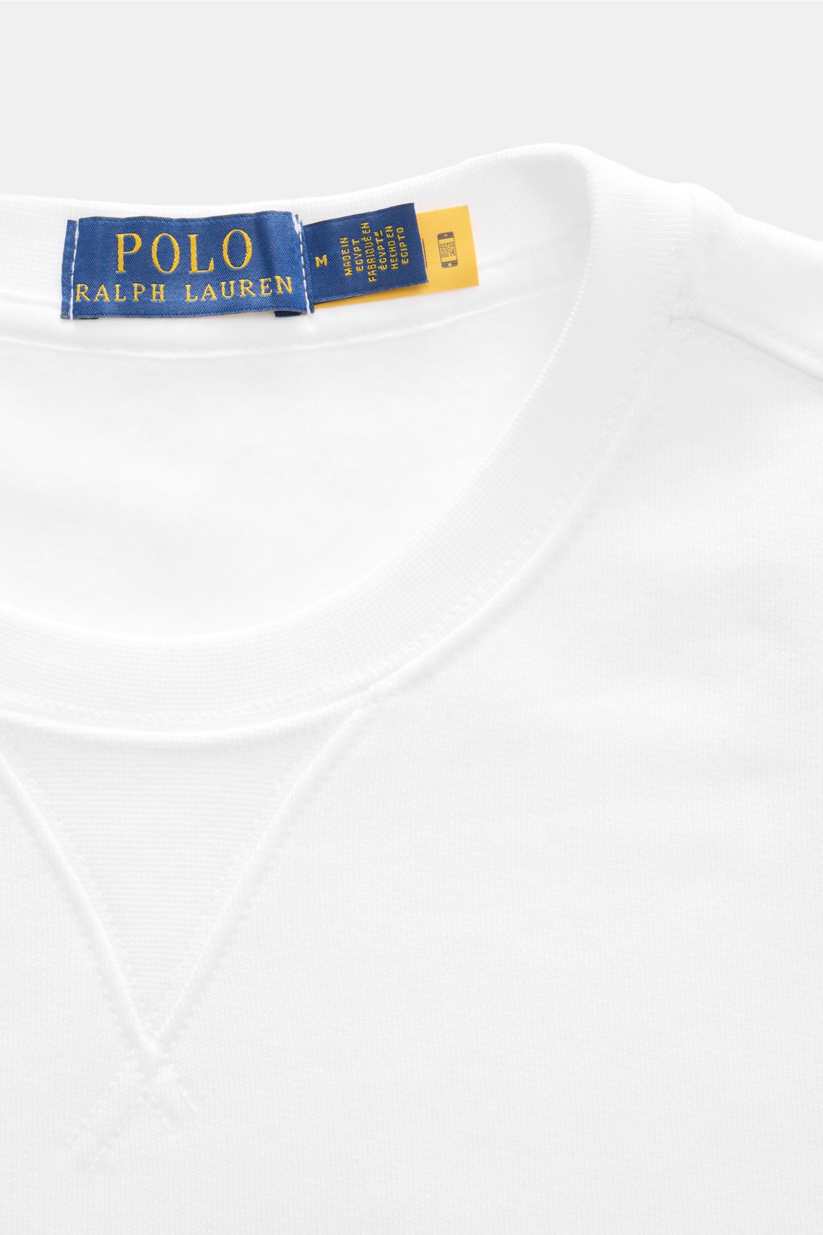 Alt tag (125 characters):
Close-up front view of Polo Ralph Lauren Sweatshirt white crew neck with brand label, soft fabric, and ribbed bands.

Description:
The Polo Bear by POLO RALPH LAUREN is back and makes a fashion statement with a bike in casual 