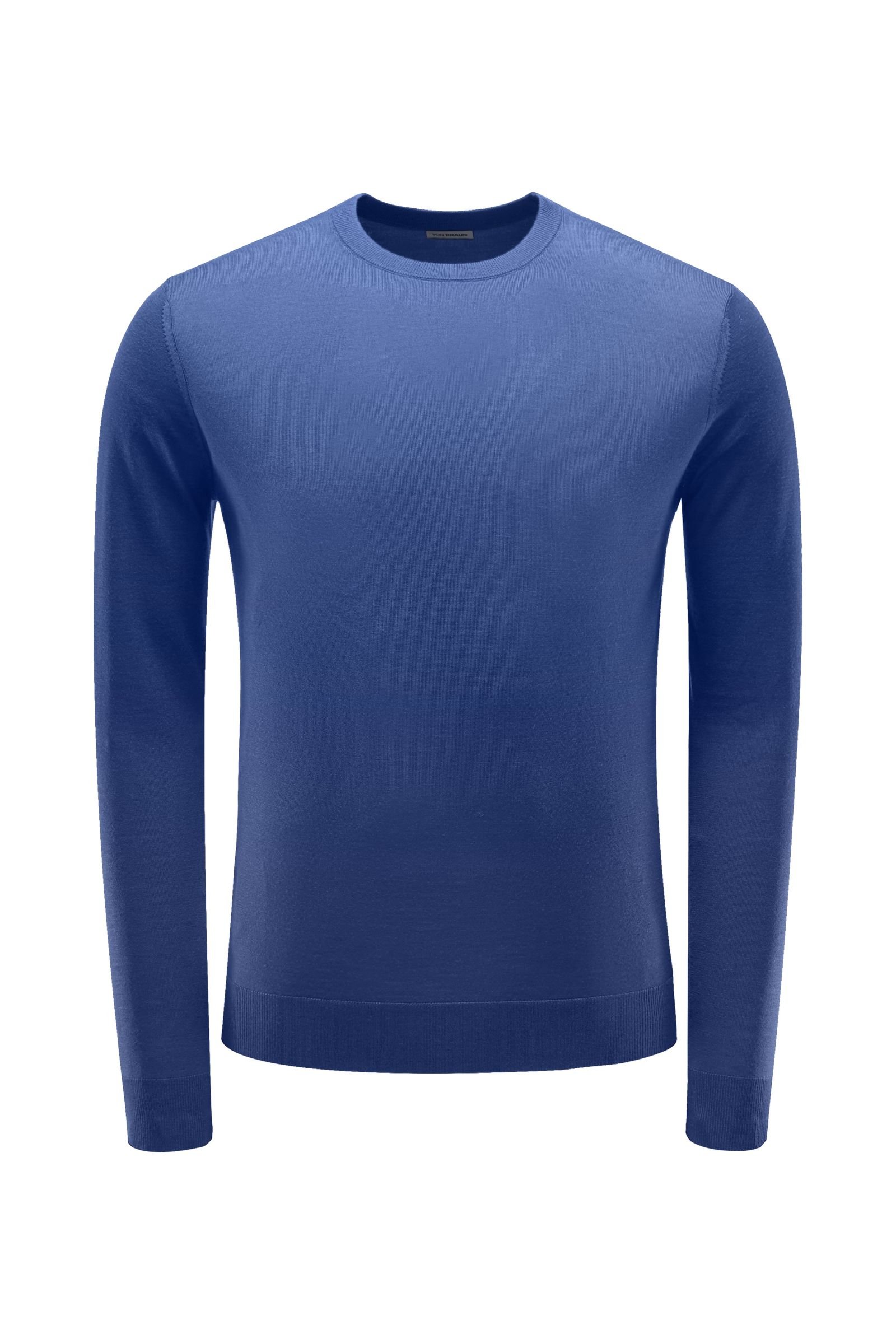 Merino R-Neck Pullover blau