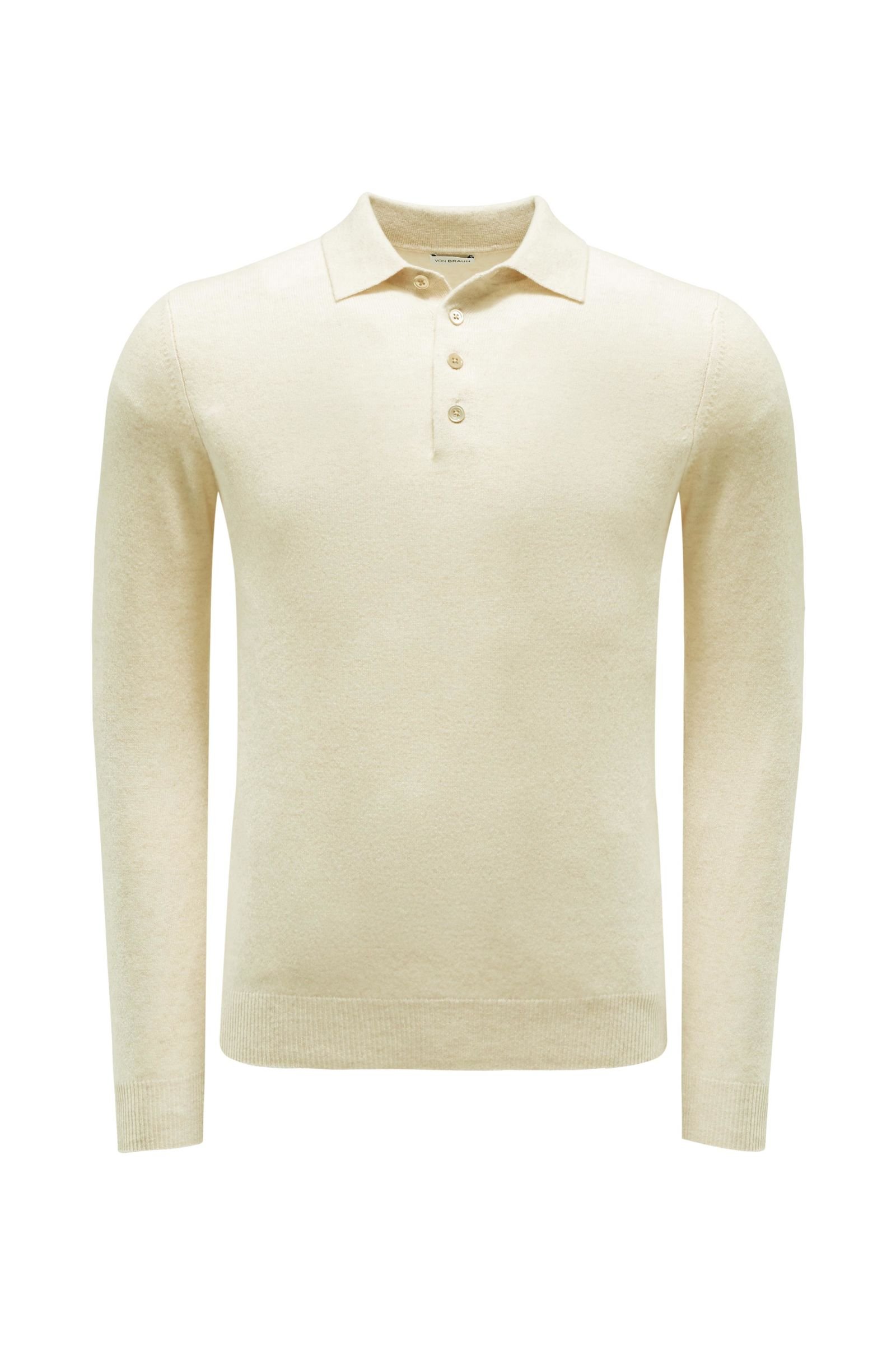 Cashmere knit polo shirt beige