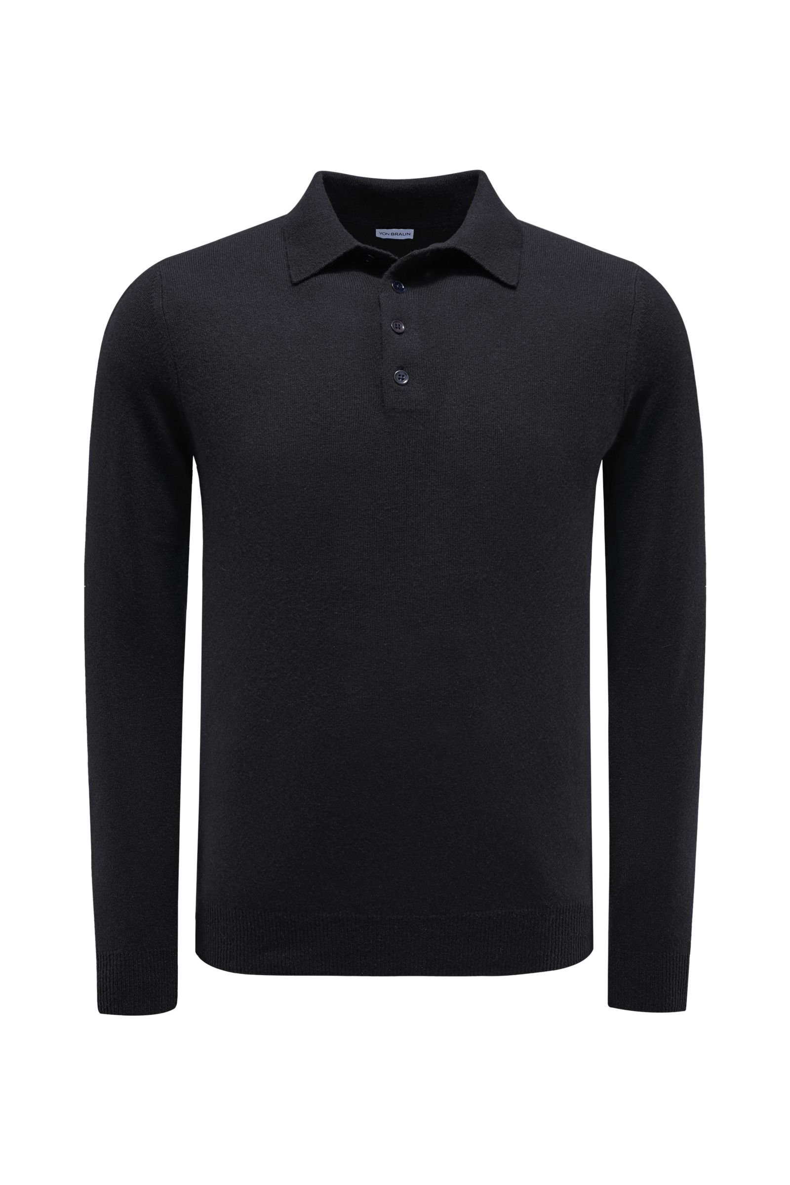 Cashmere knit polo shirt black