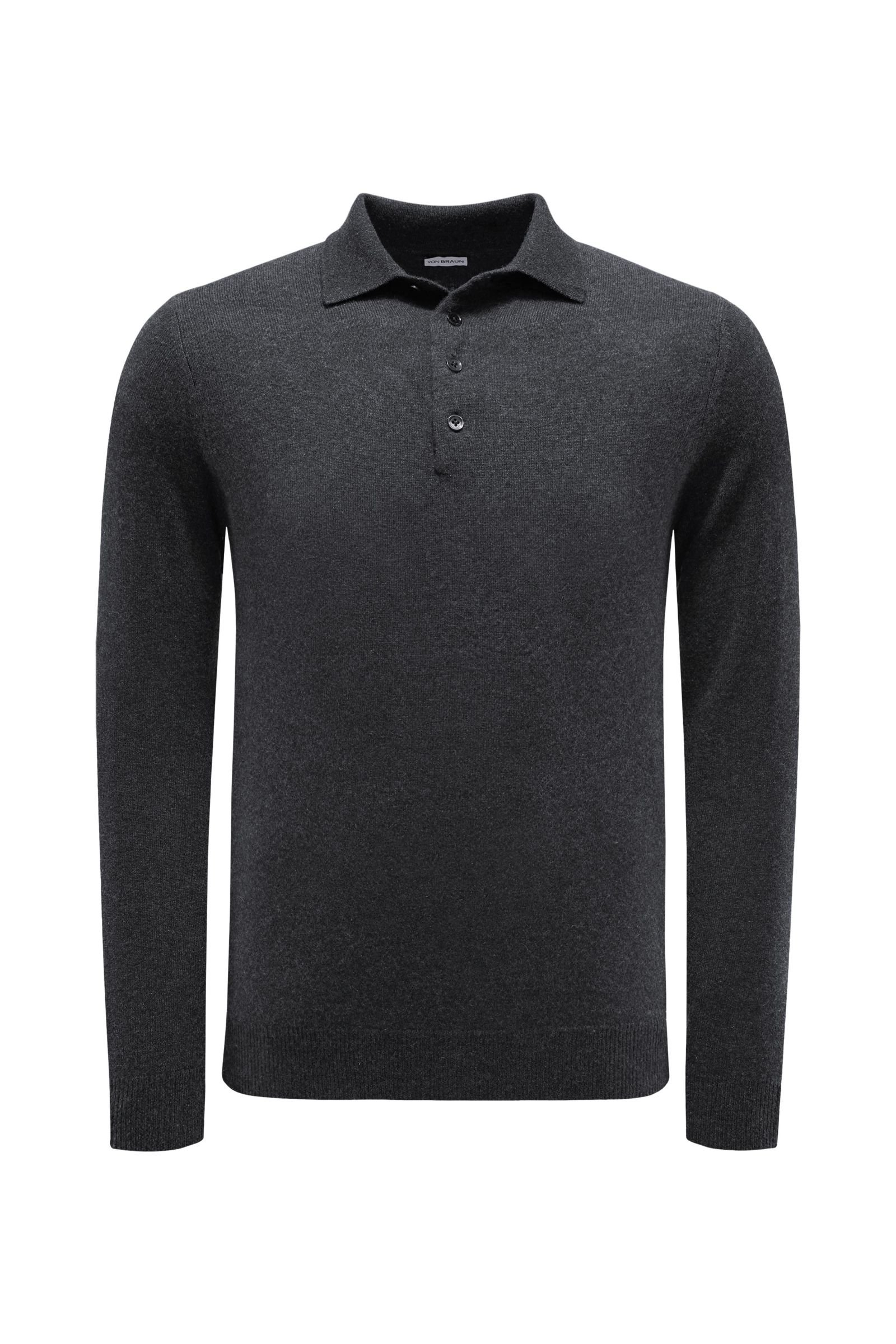 Cashmere knit polo shirt anthracite