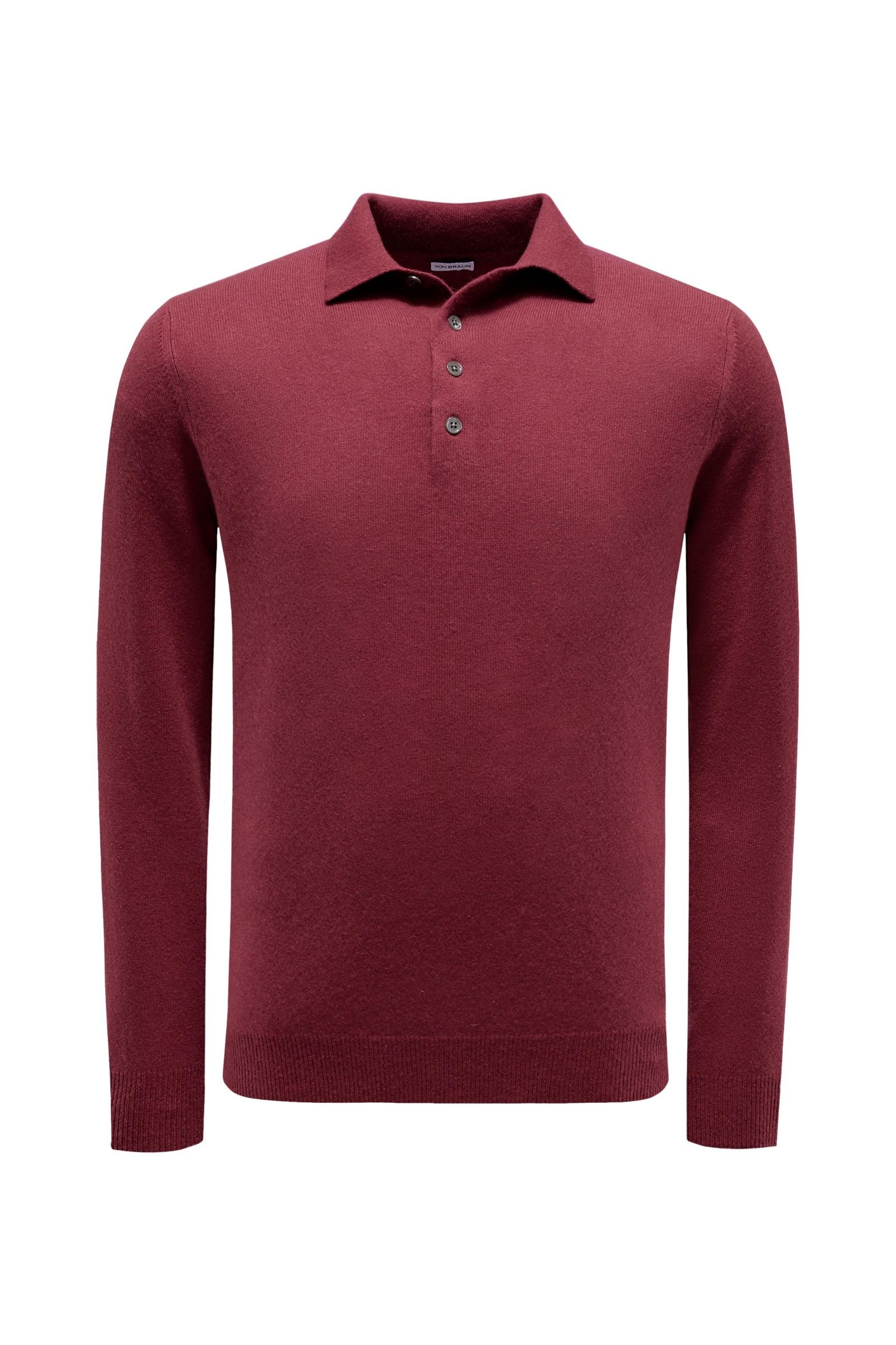 Cashmere knit polo shirt dark red