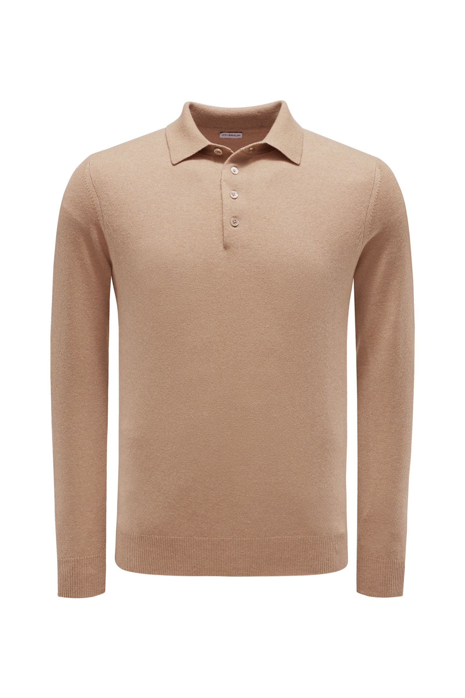 Cashmere knit polo light brown
