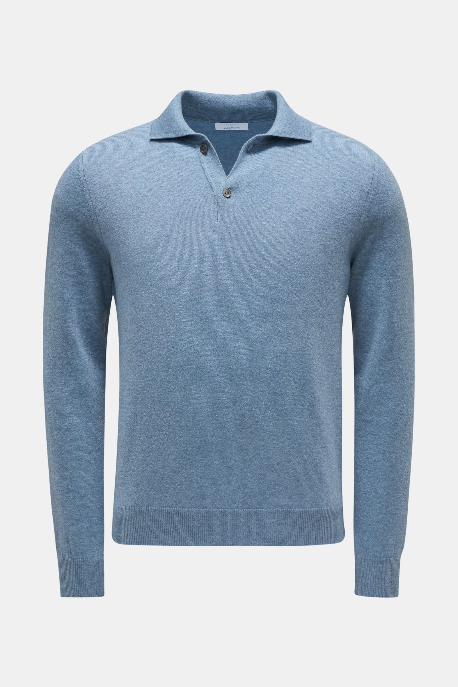 Cashmere knit polo grey-blue