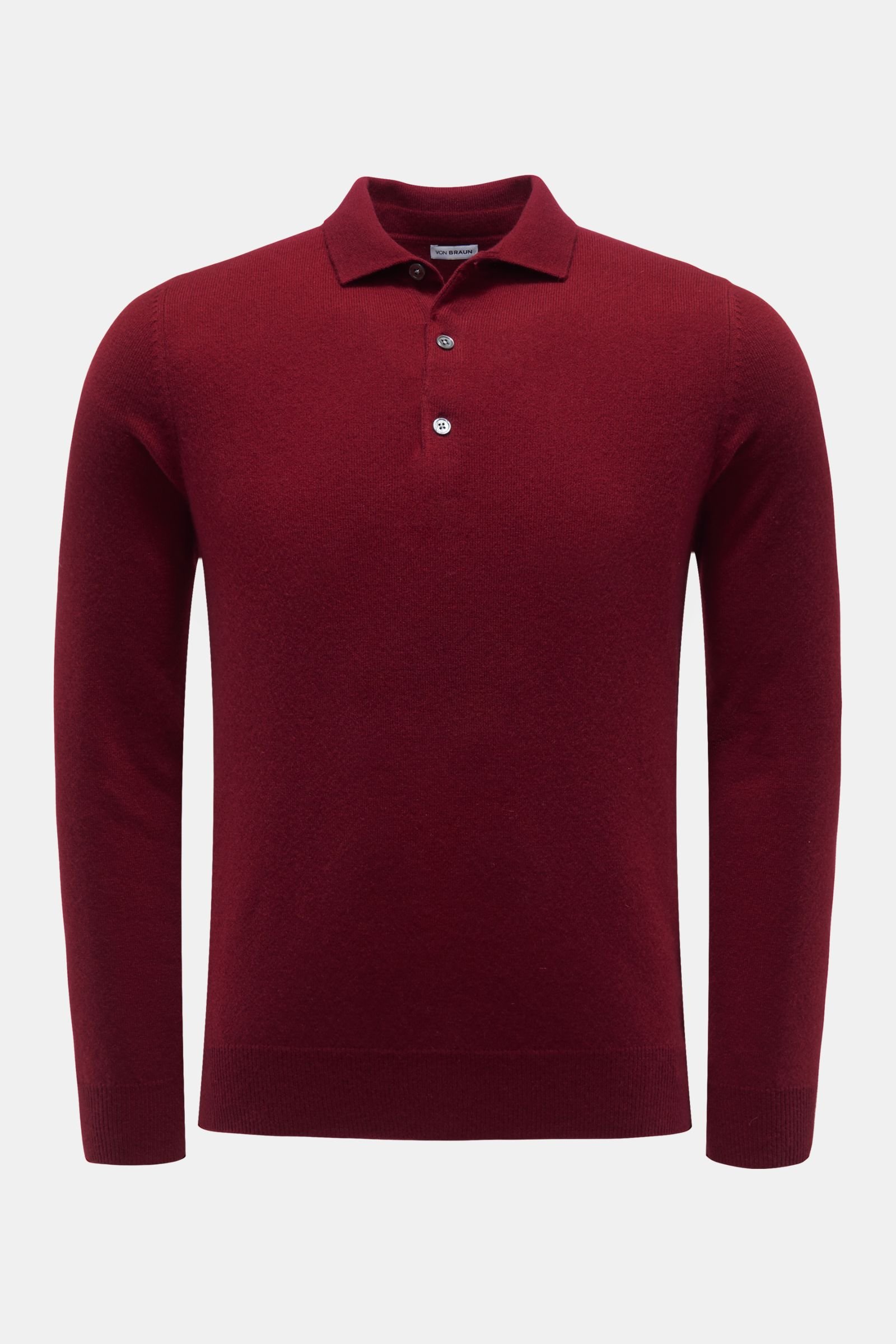 Cashmere knit polo dark red