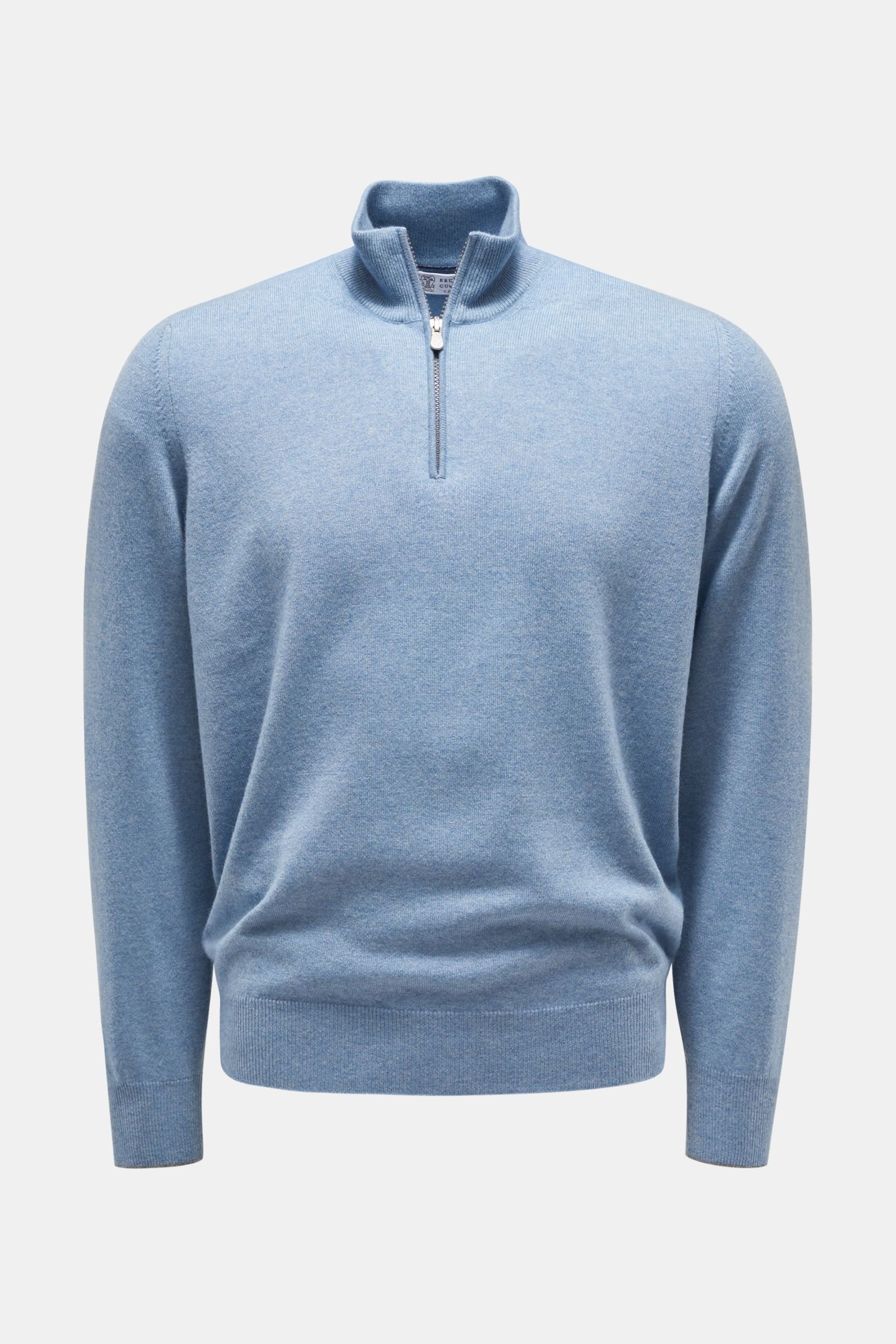 Cashmere half-zip jumper smoky blue