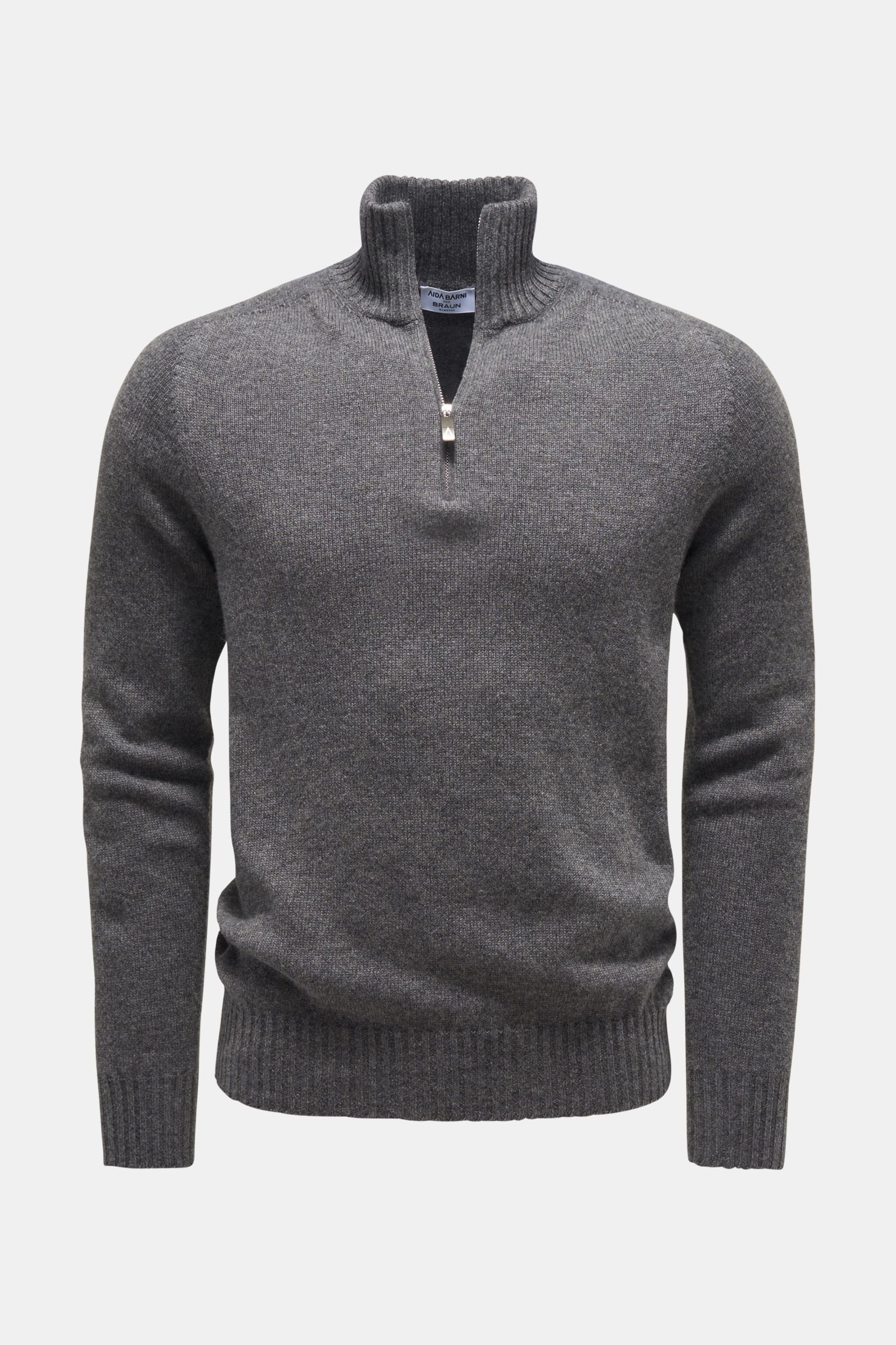 Cashmere half-zip jumper dark grey