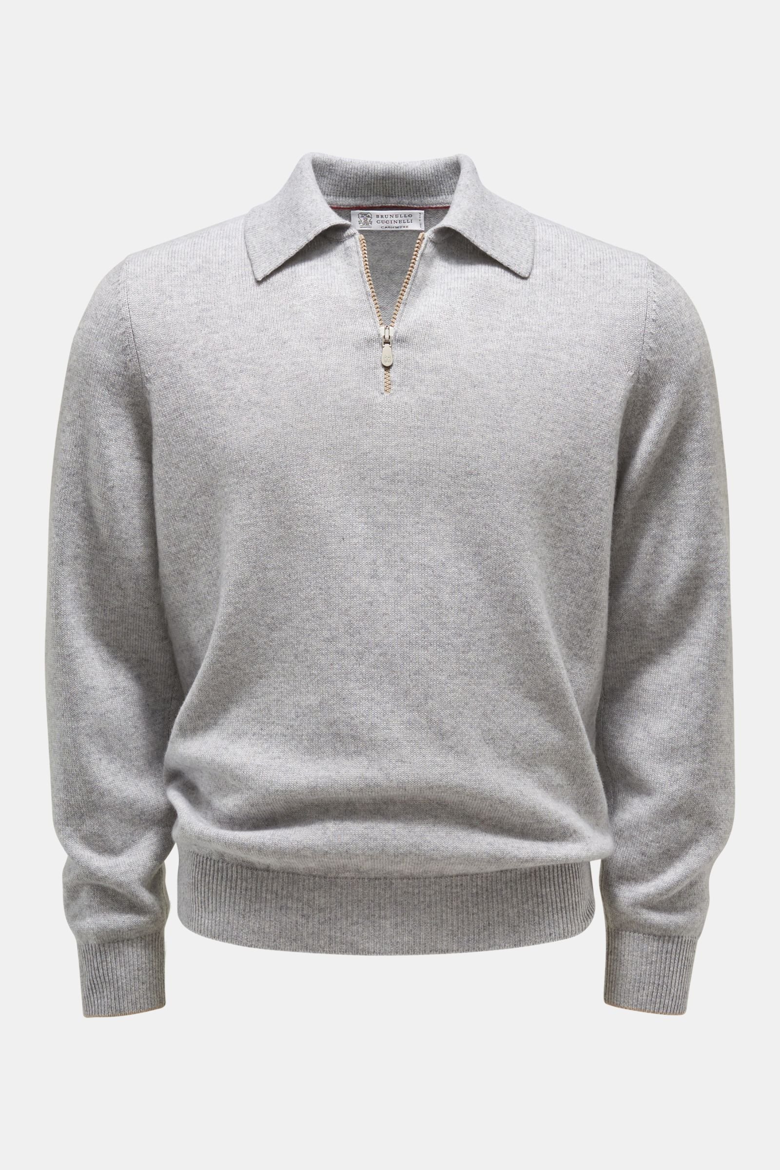 Cashmere half-zip jumper light grey 