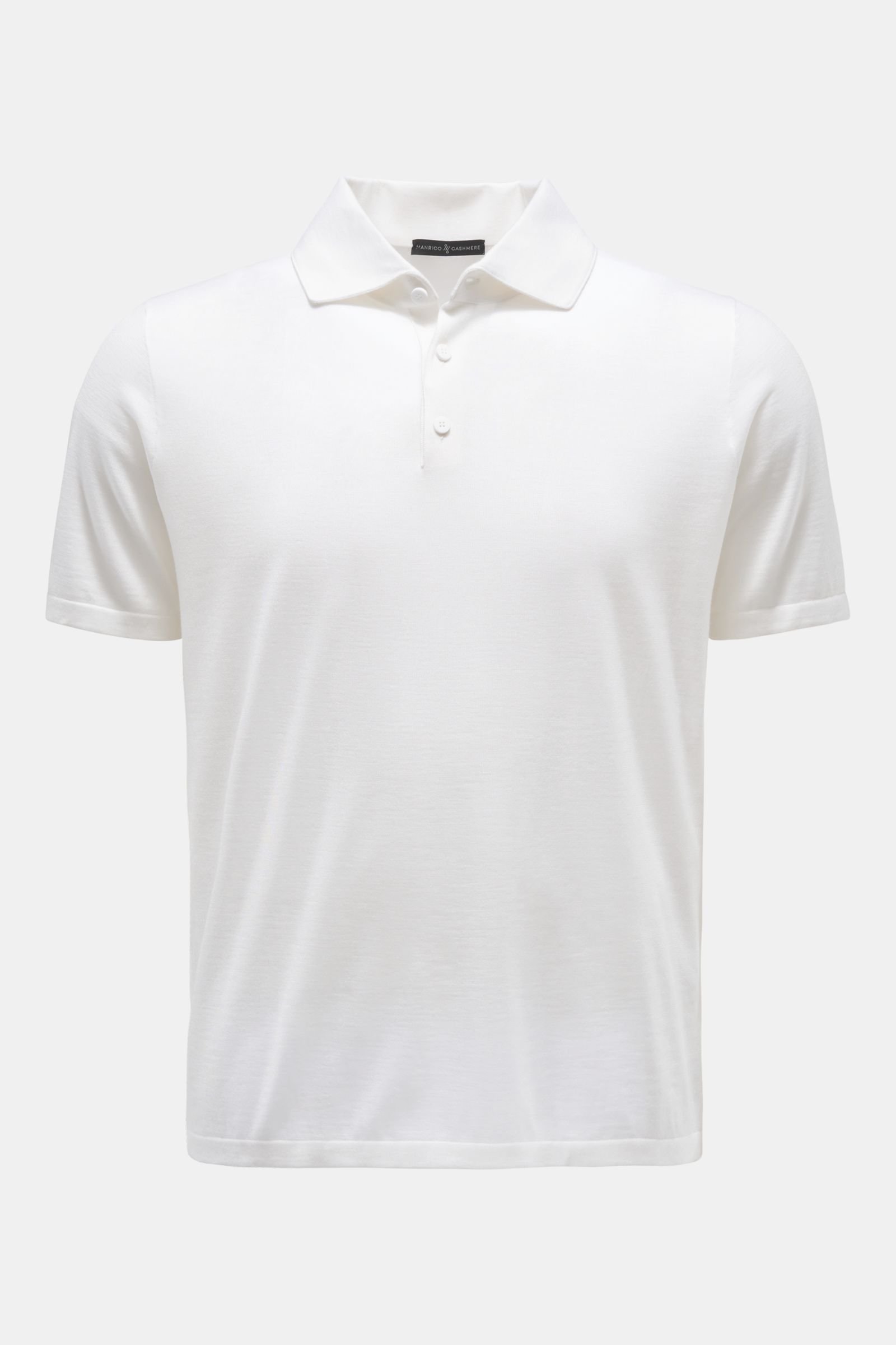 Cashmere fine knit polo shirt white