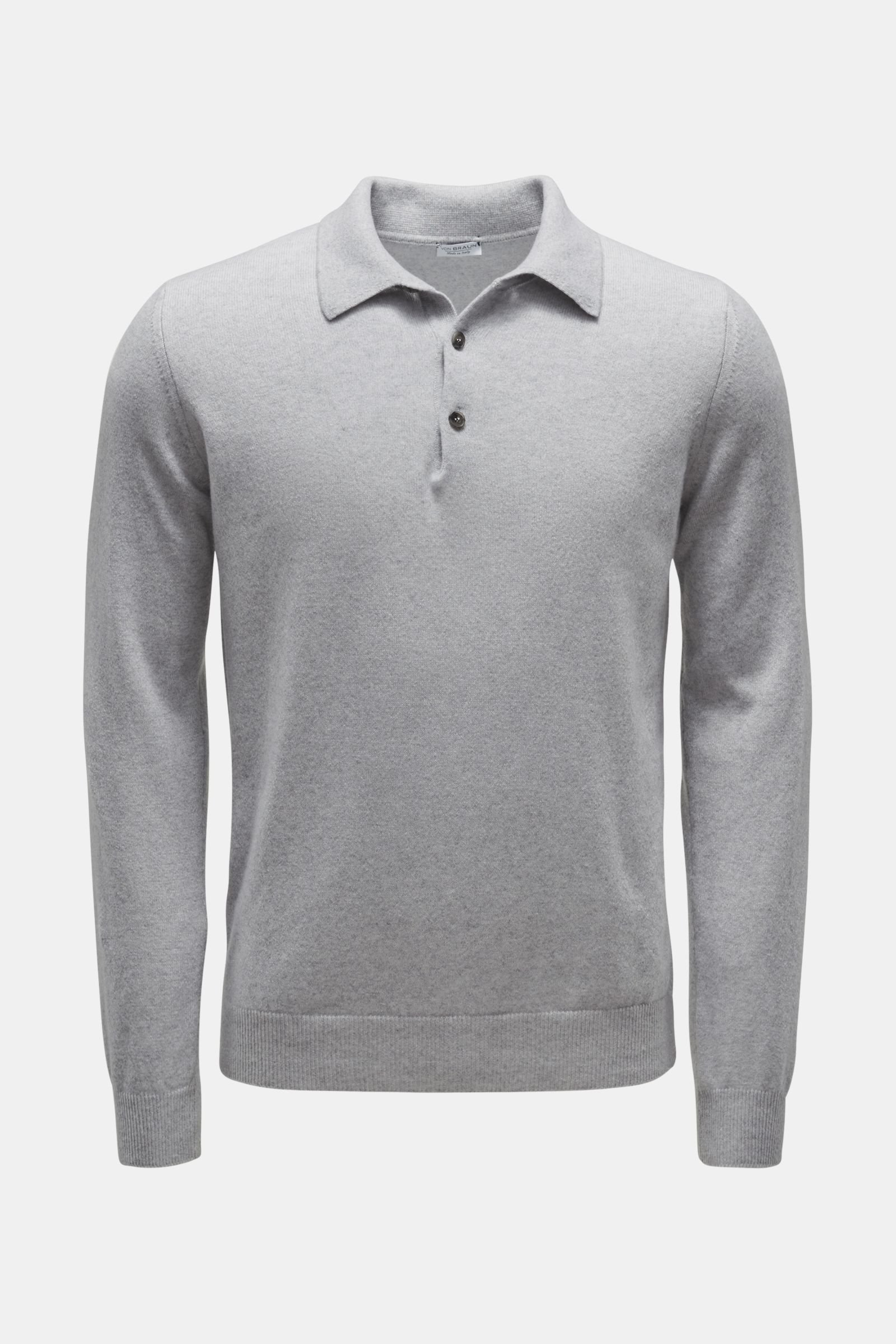 Cashmere knit polo shirt light grey