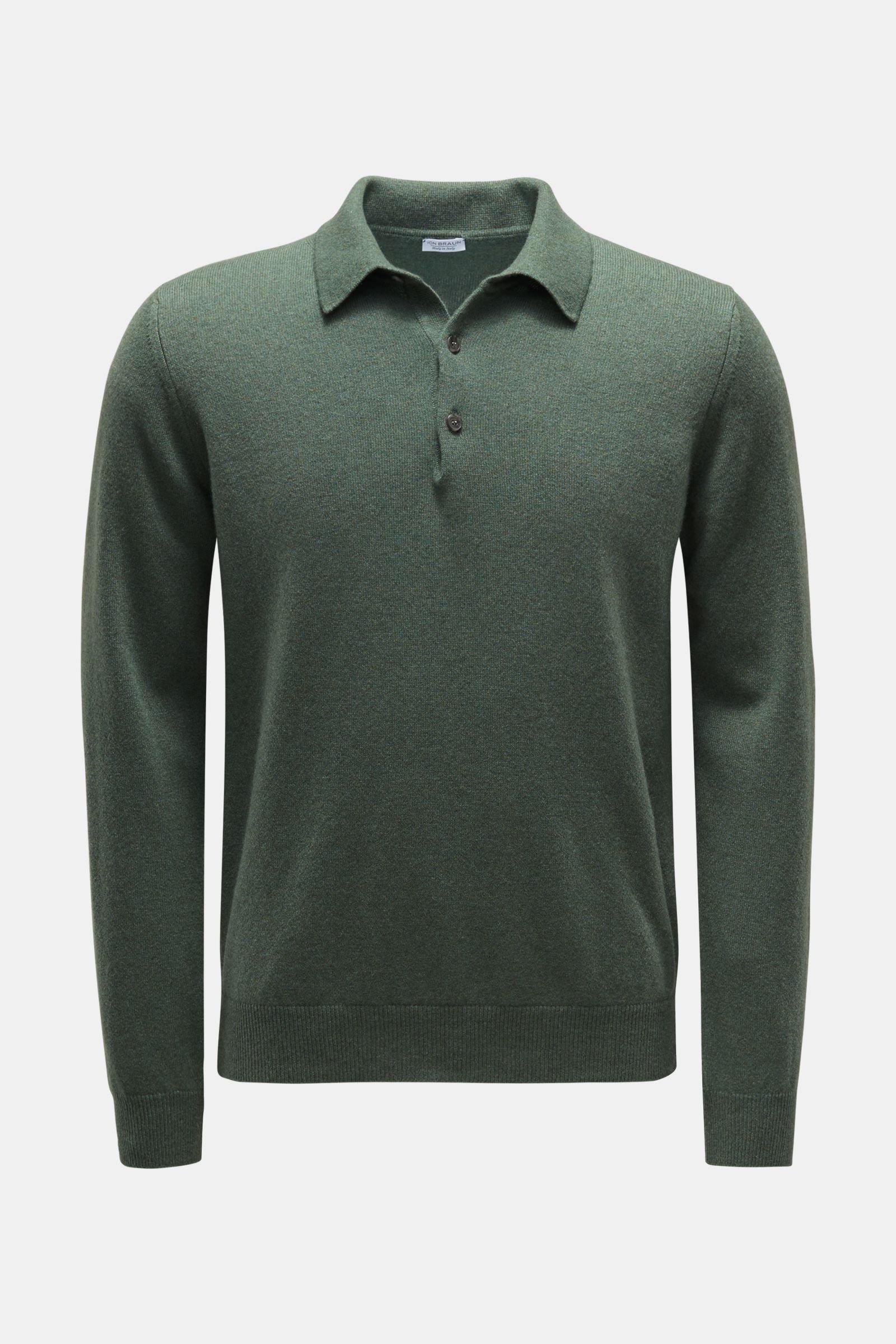 Cashmere knit polo grey-green