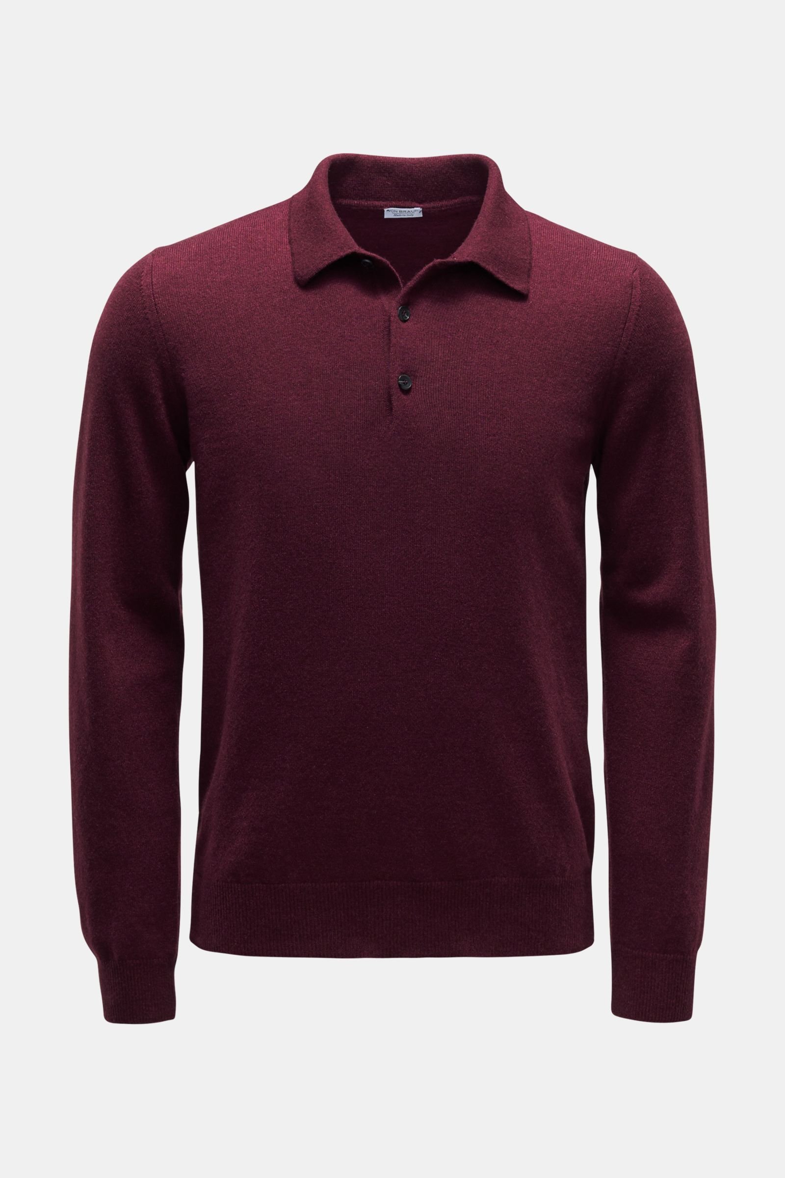 Cashmere knit polo shirt burgundy