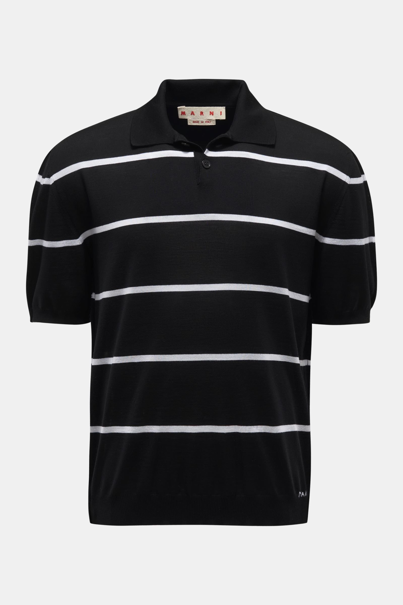 Short sleeve knit polo black/white striped
