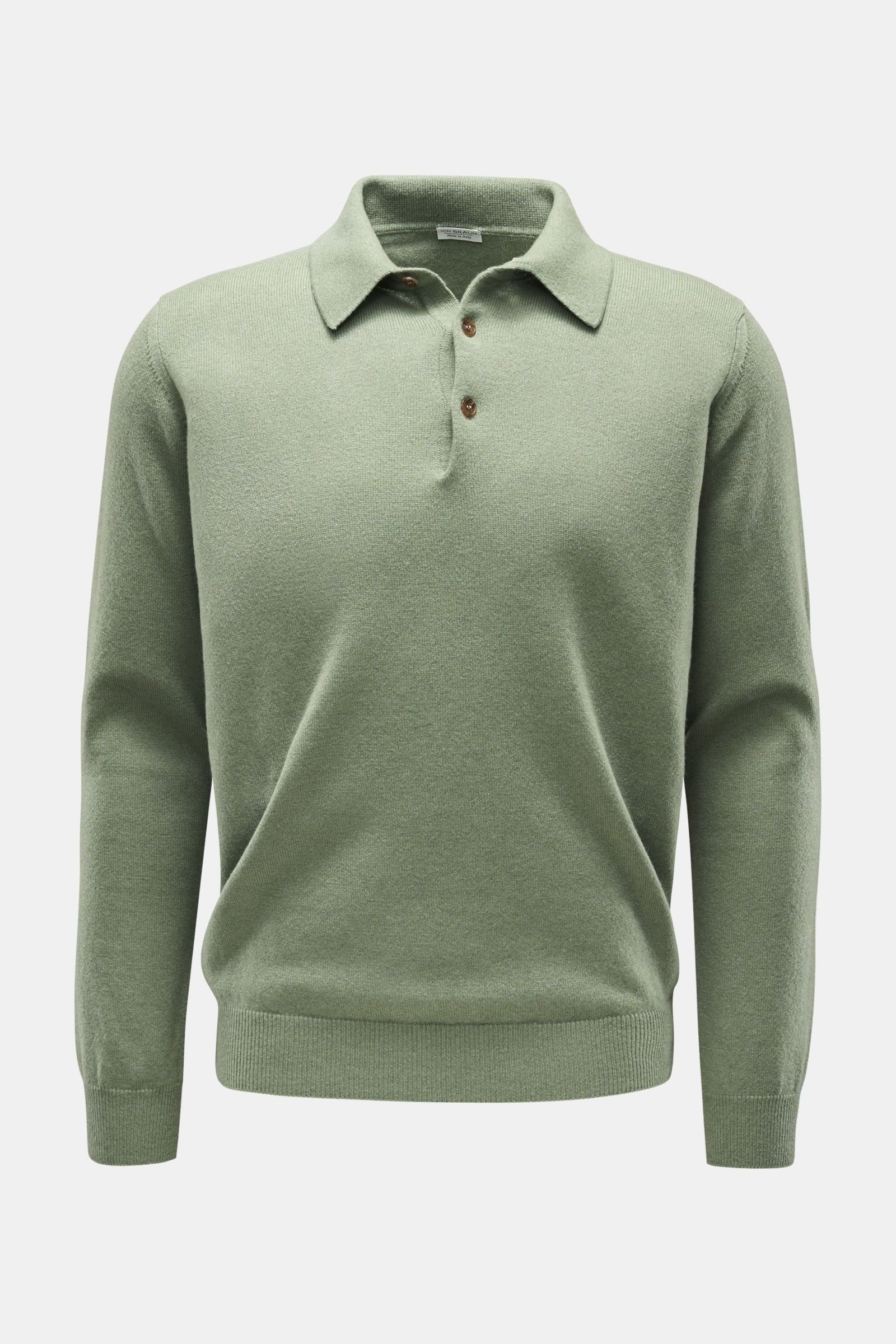 Cashmere knit polo grey-green