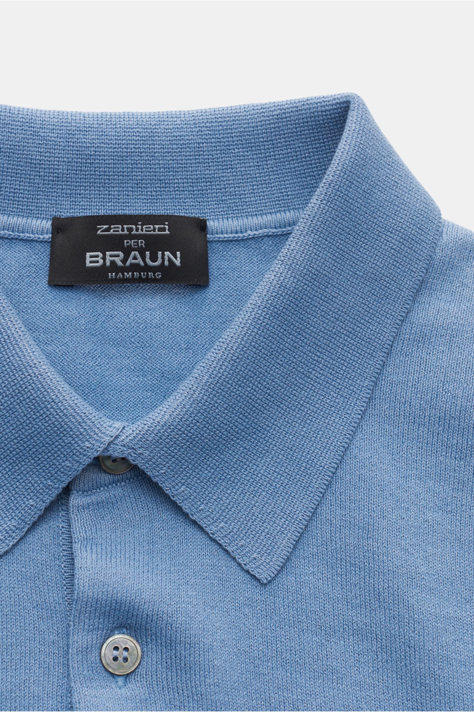 Zanieri Kurzarm-Strickpolo rauchblau Zanieri Kurzarm-Strickpolo rauchblau