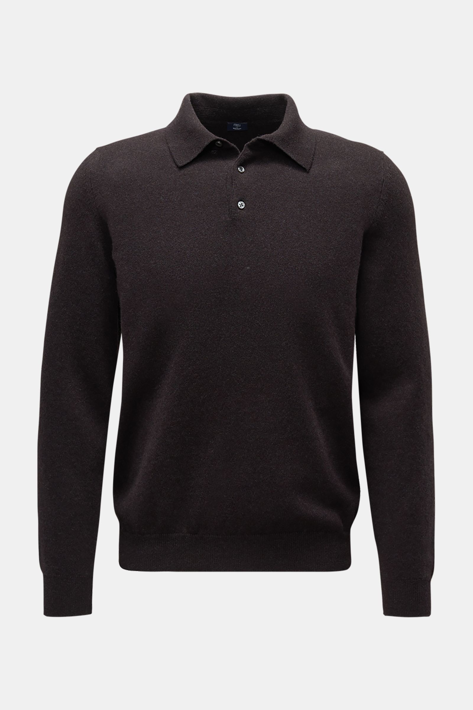 FEDELI cashmere knit polo 'Sportman' grey-brown | BRAUN Hamburg